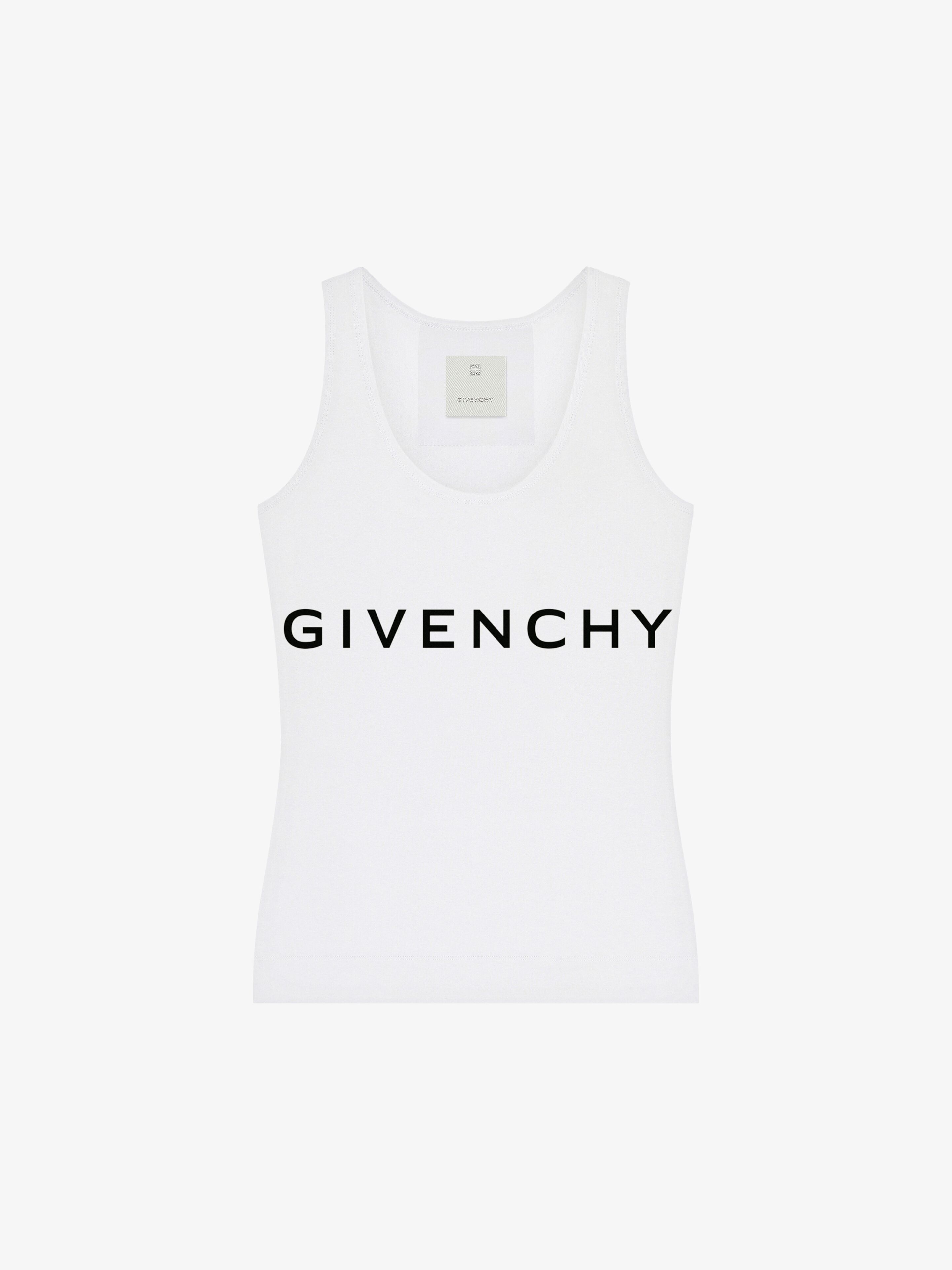 Shop Givenchy Archetype Slim Fit Tank Top In Cotton In White/black