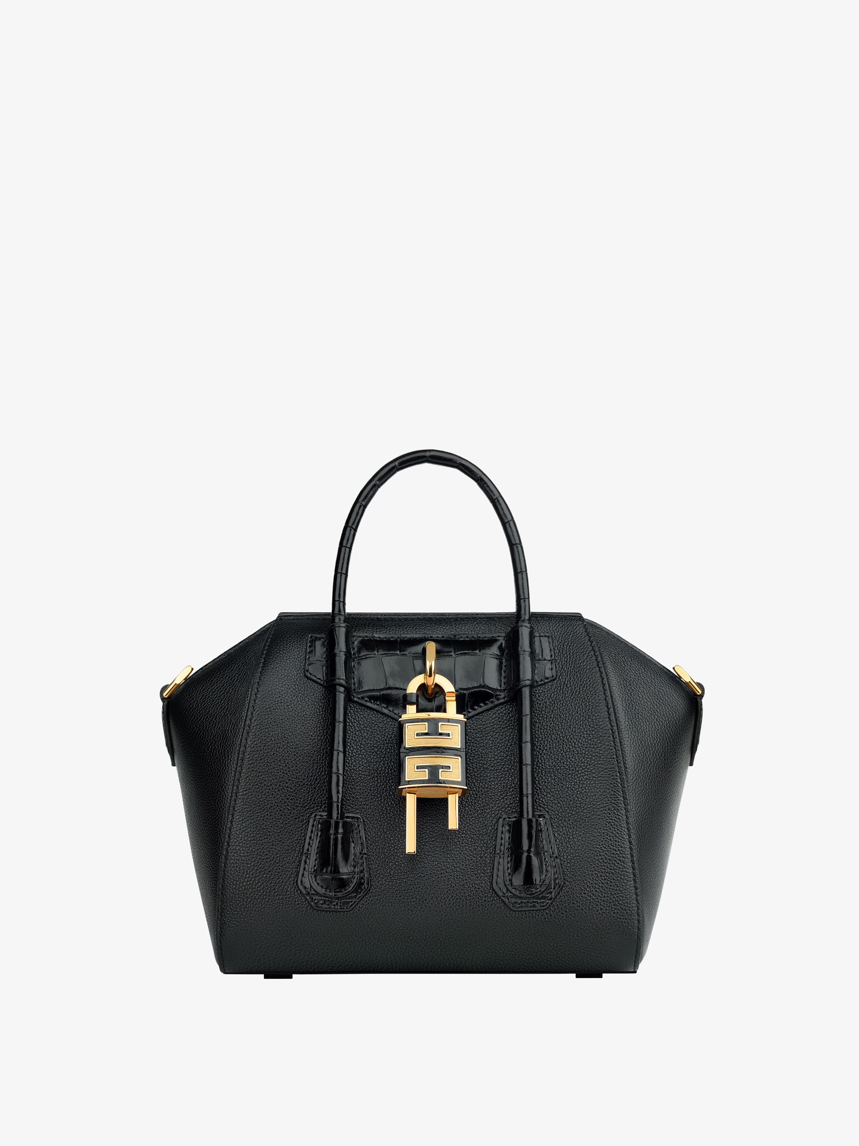 Shop Givenchy Mini Antigona Lock Bag In Grained Leather In Multicolor