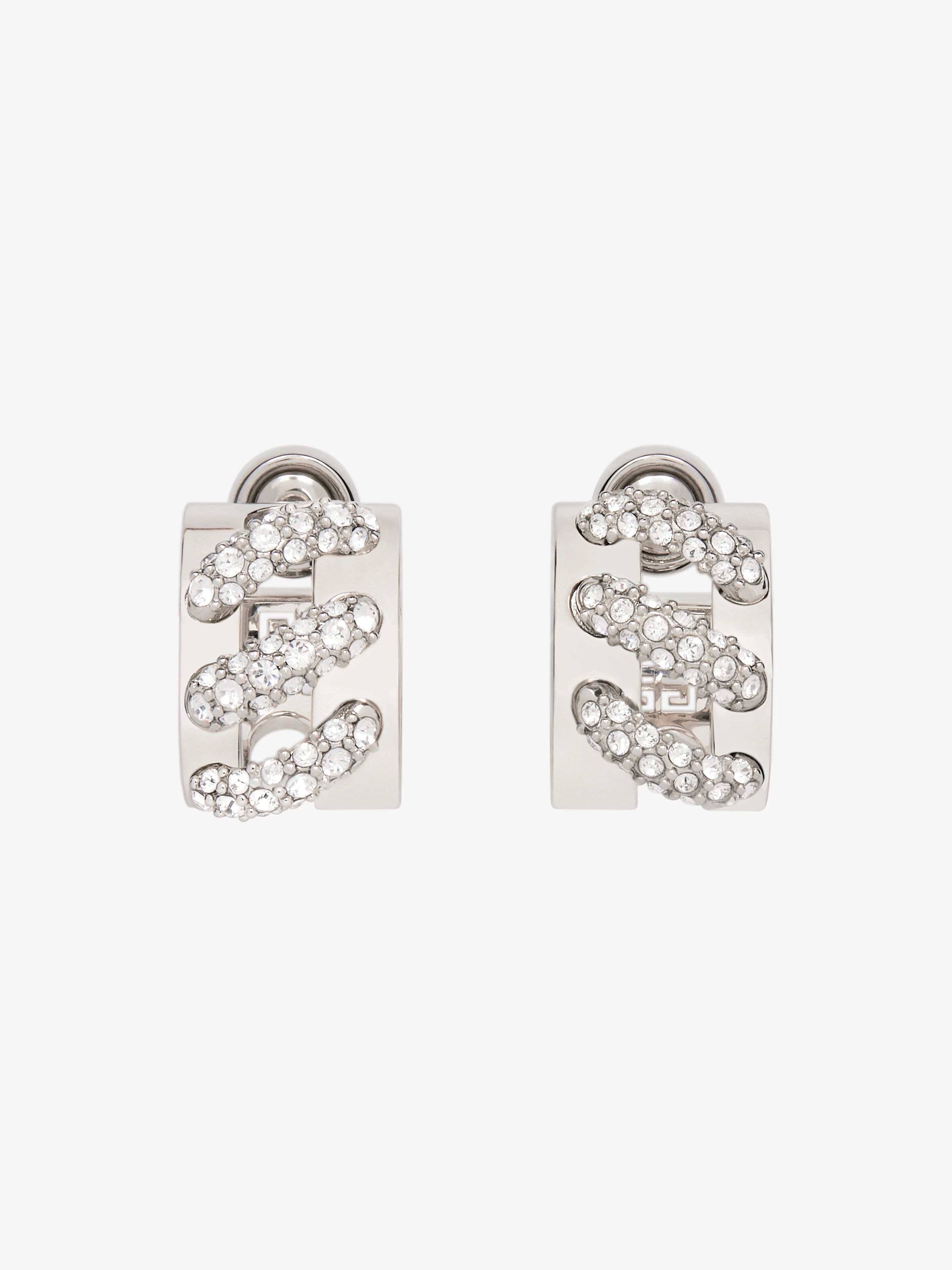 Shop Givenchy Stitch Earrings In Metal With Crystals In Multicolor