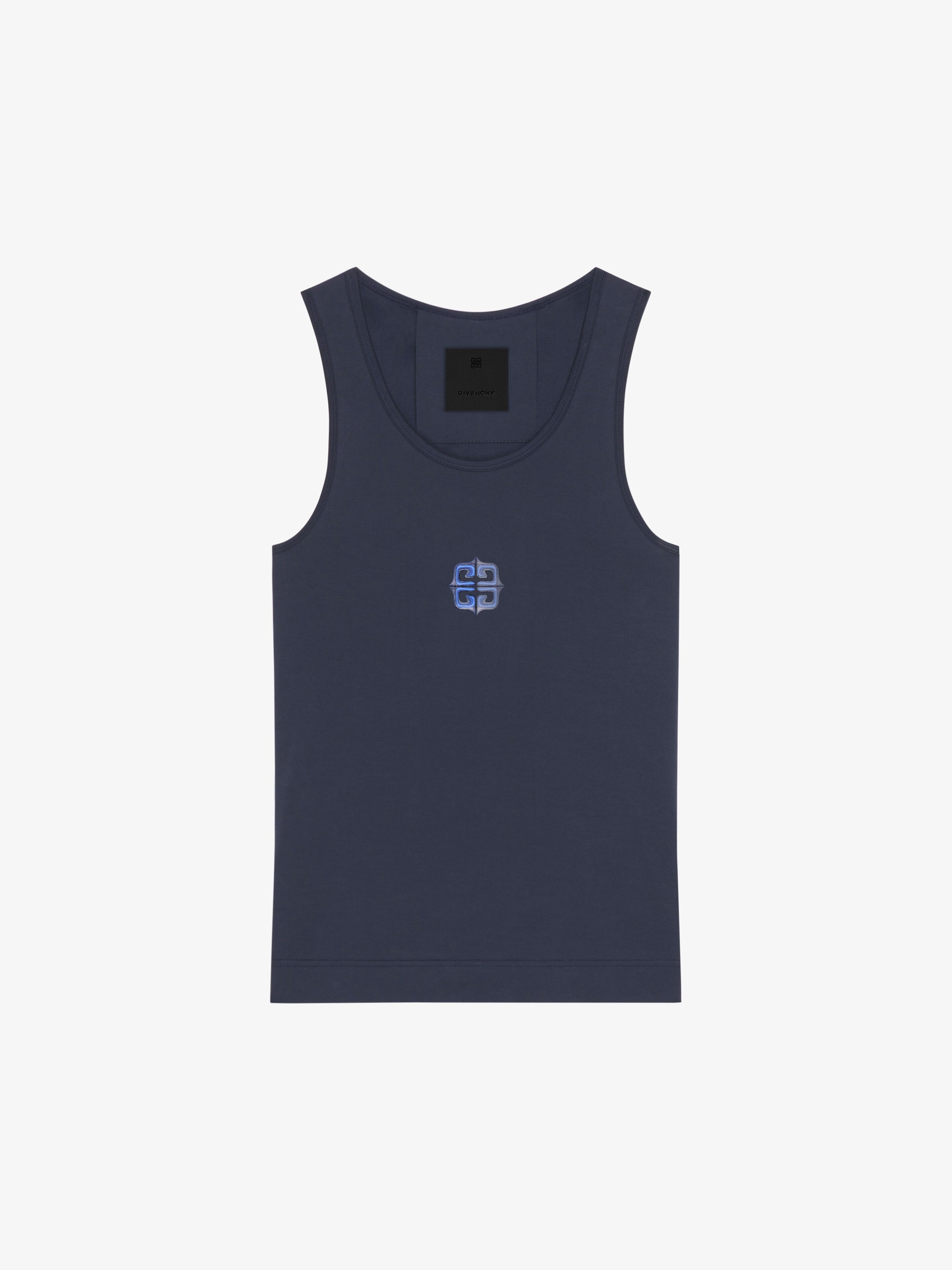 Shop Givenchy Slim Fit 4g Liquid Tank Top In Cotton In Navy