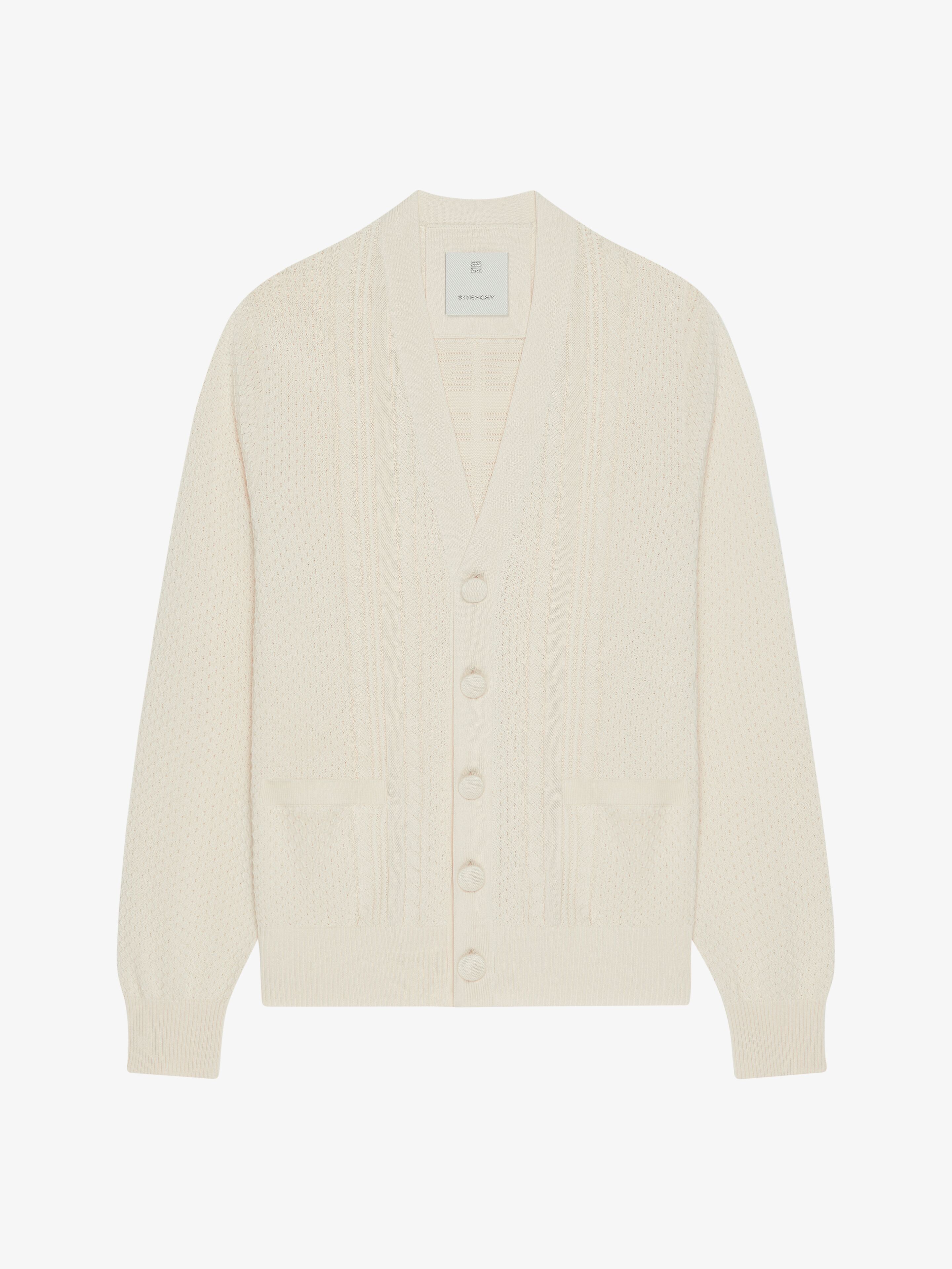 Shop Givenchy 4g Cable-knit Cardigan In White