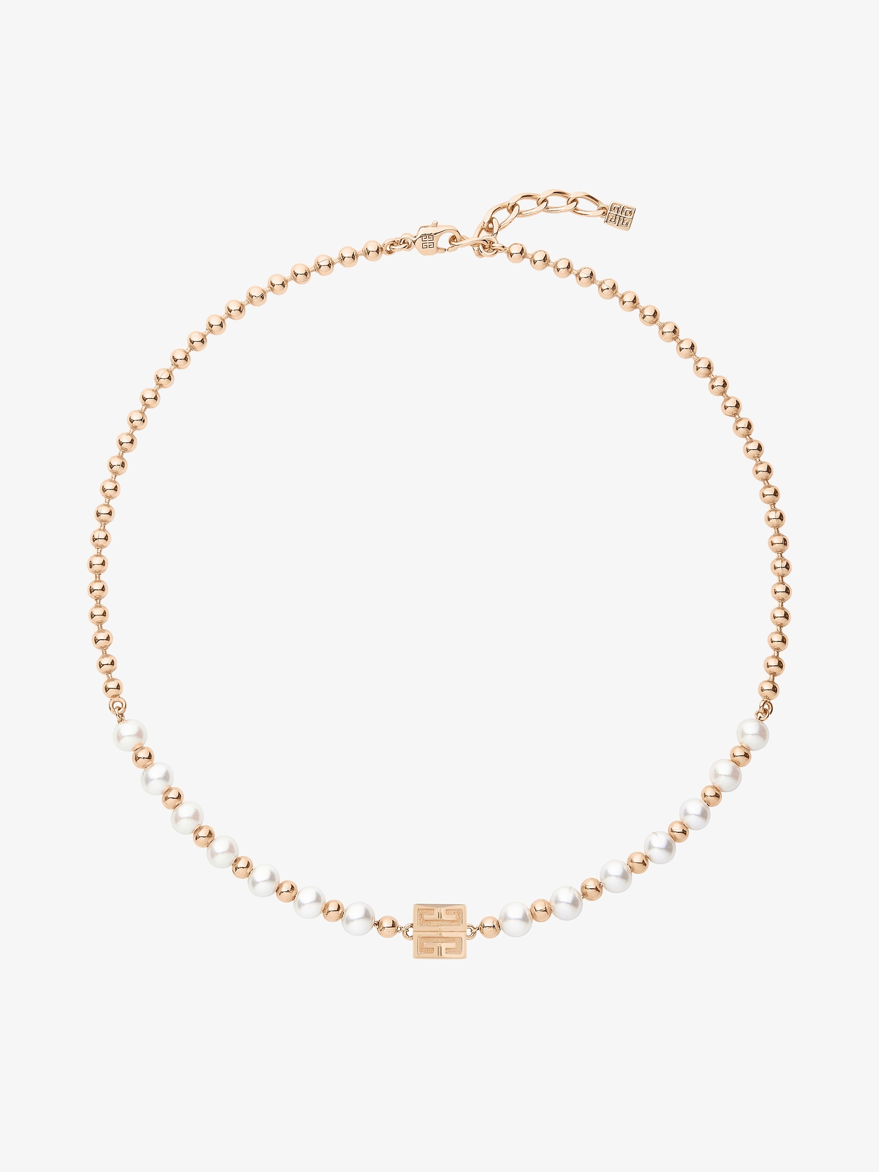 Shop Givenchy Collier 4g En Métal Avec Perles In Pink