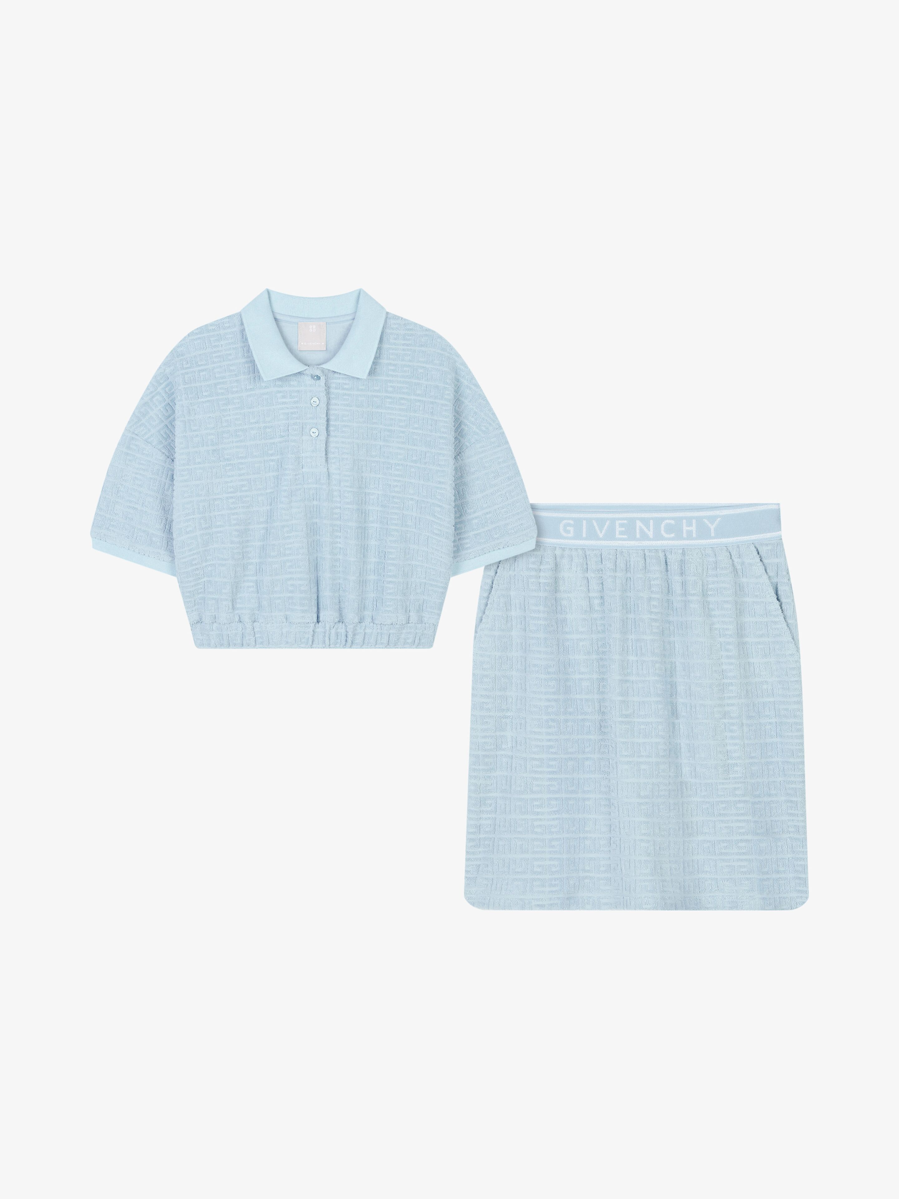 Polo and skirt set in 4G cotton towelling in - light blue