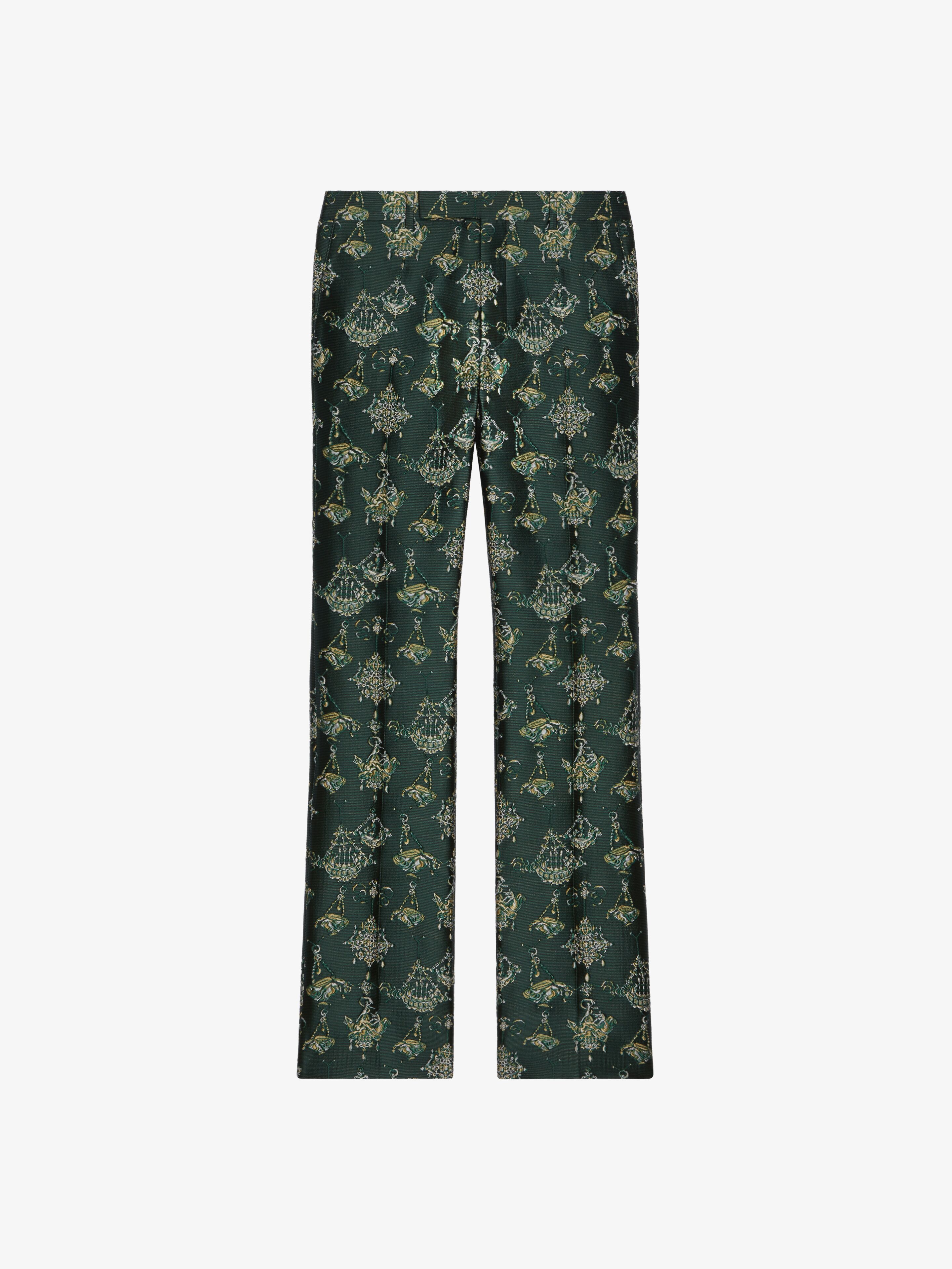 Givenchy - Slim Fit Tailored Pants In Chandelier Jacquard - Green - Men - Size: 48