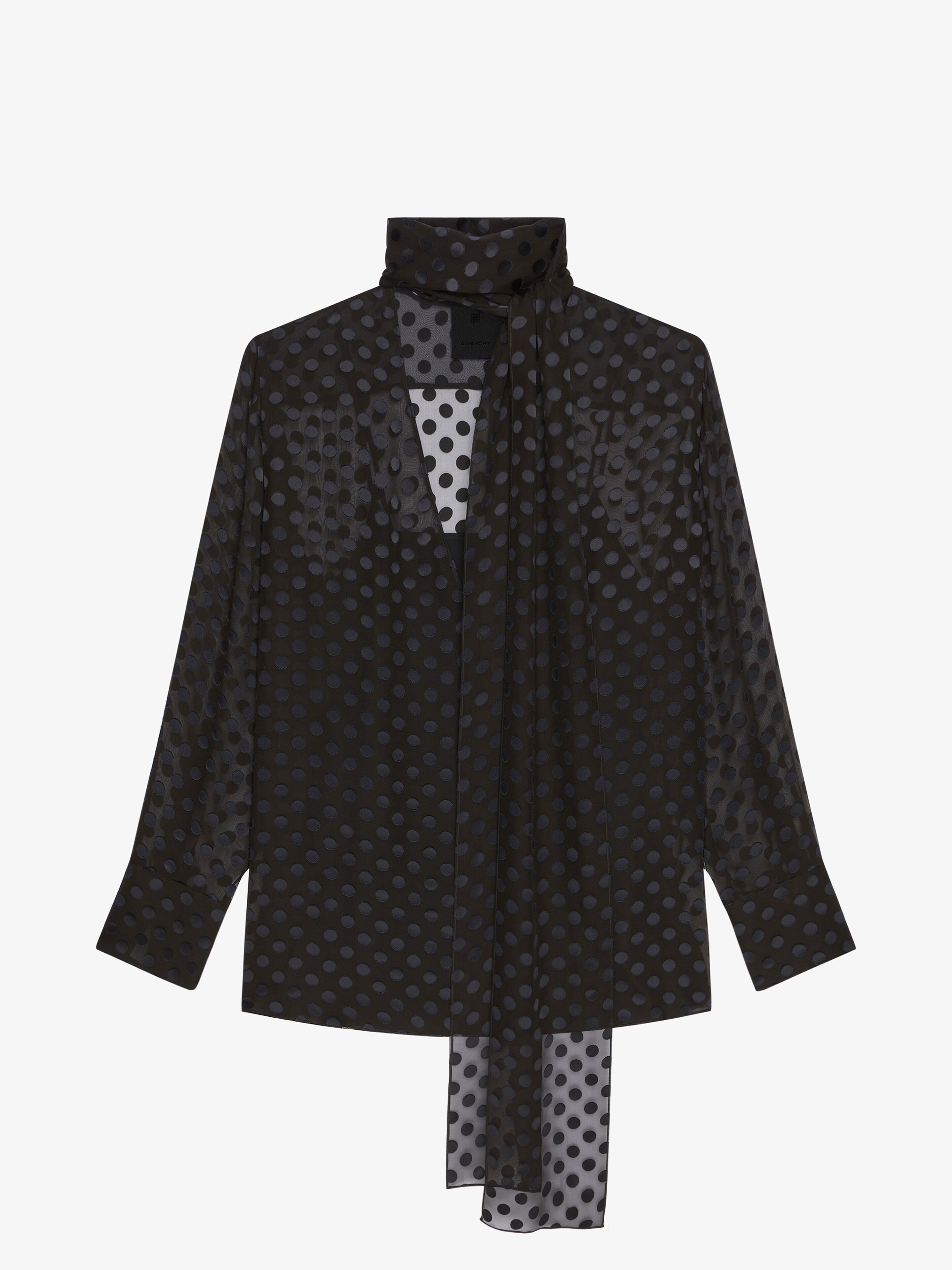 Shop Givenchy Blouse In Polka Dots Dévoré Satin With Lavallière