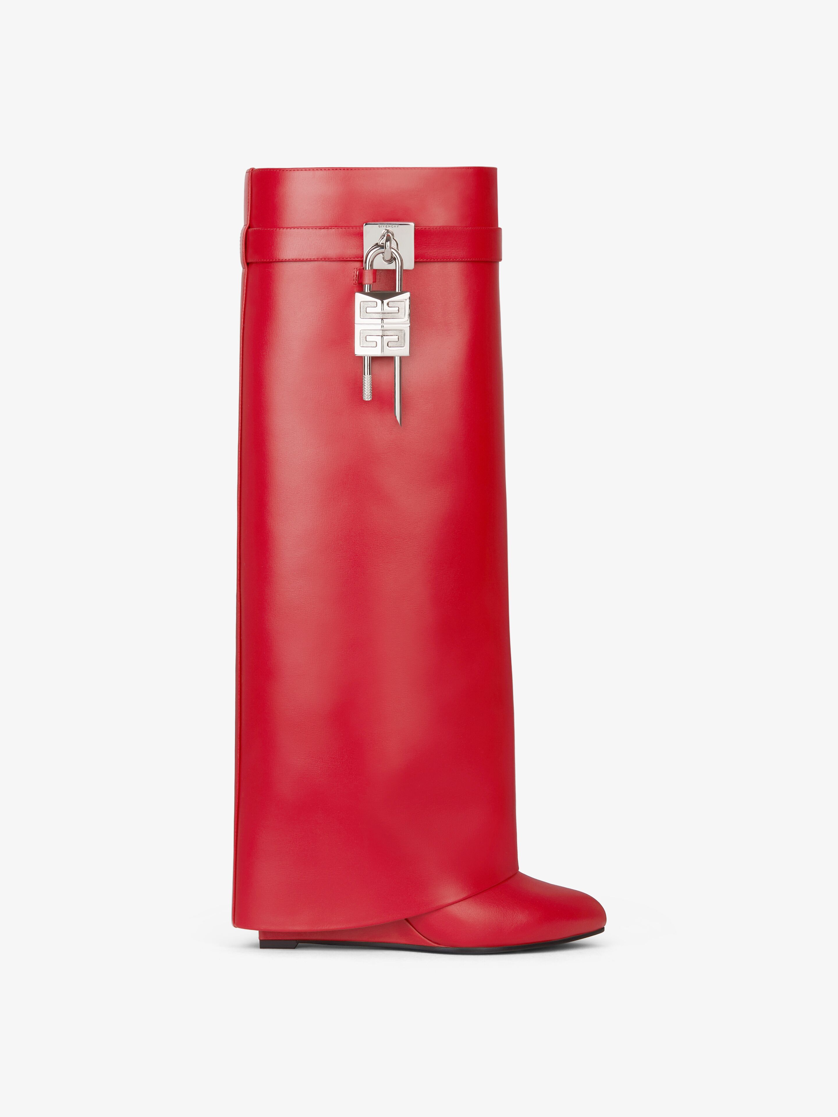 Givenchy - Bottes Shark Lock En Cuir - Rouge - pour Femme - Taille : 36