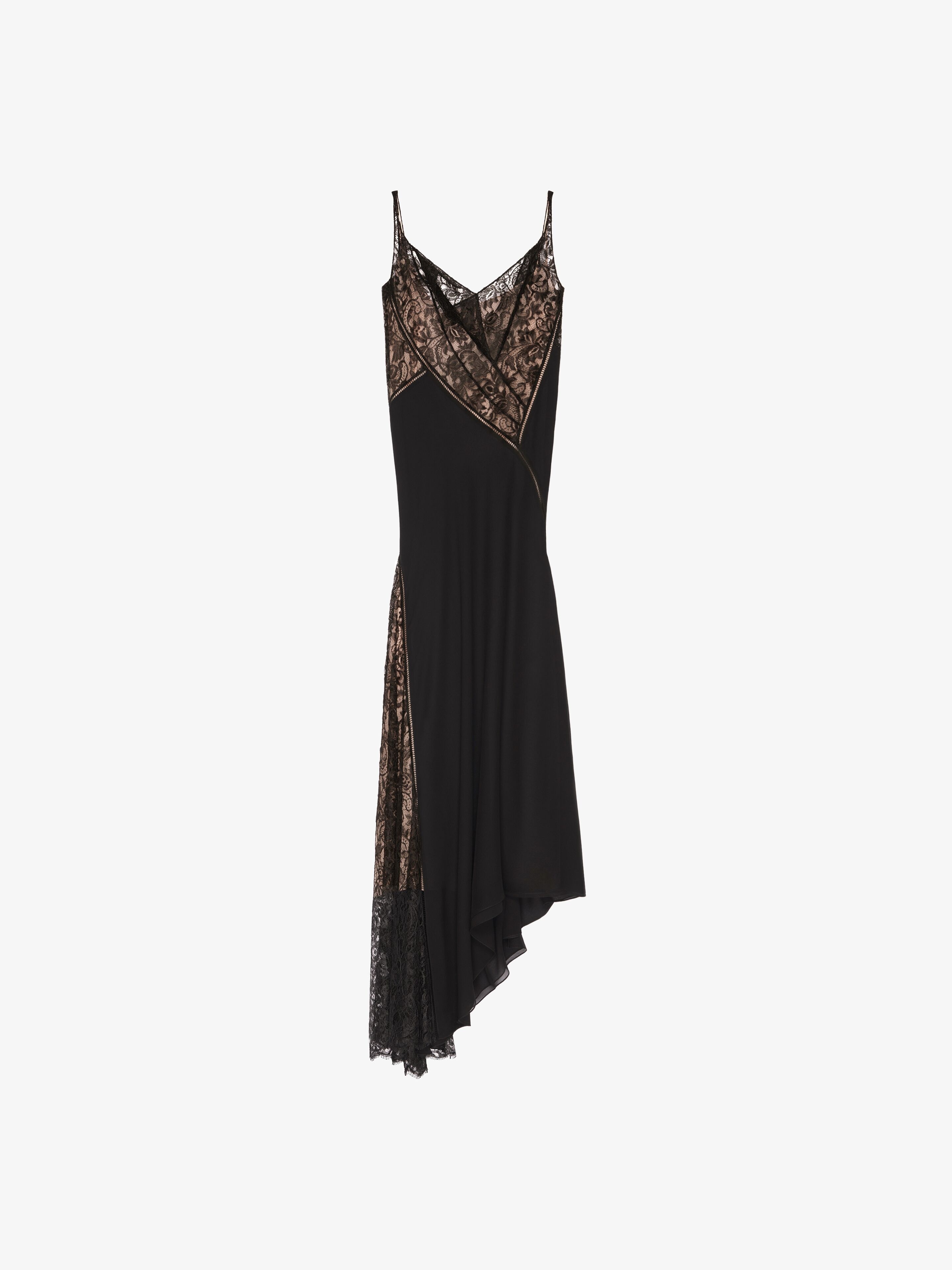 Shop Givenchy Evening Dress In Mousseline And Lace In Black