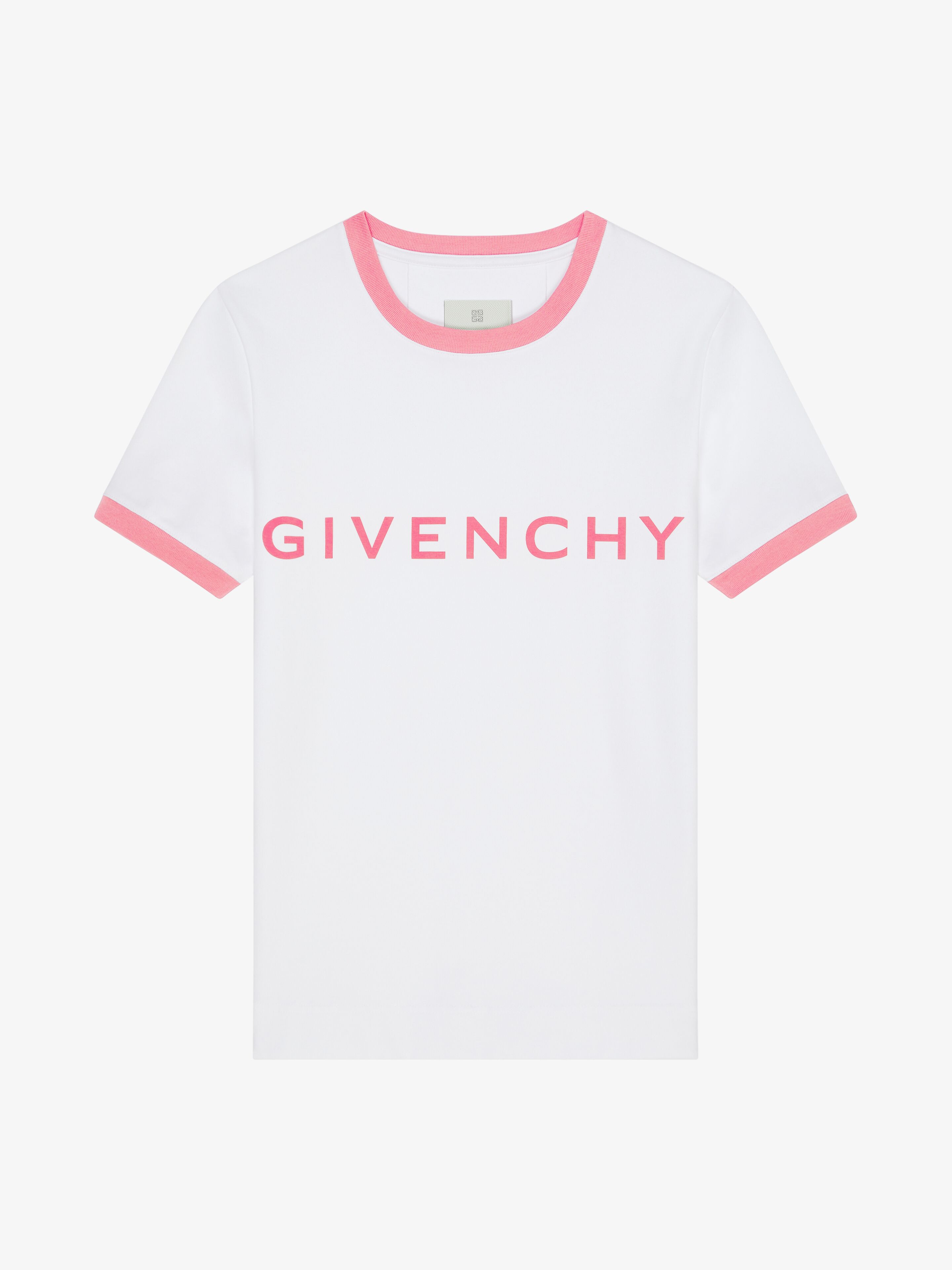 Shop Givenchy Archetype Slim Fit T-shirt In Cotton In White/pink