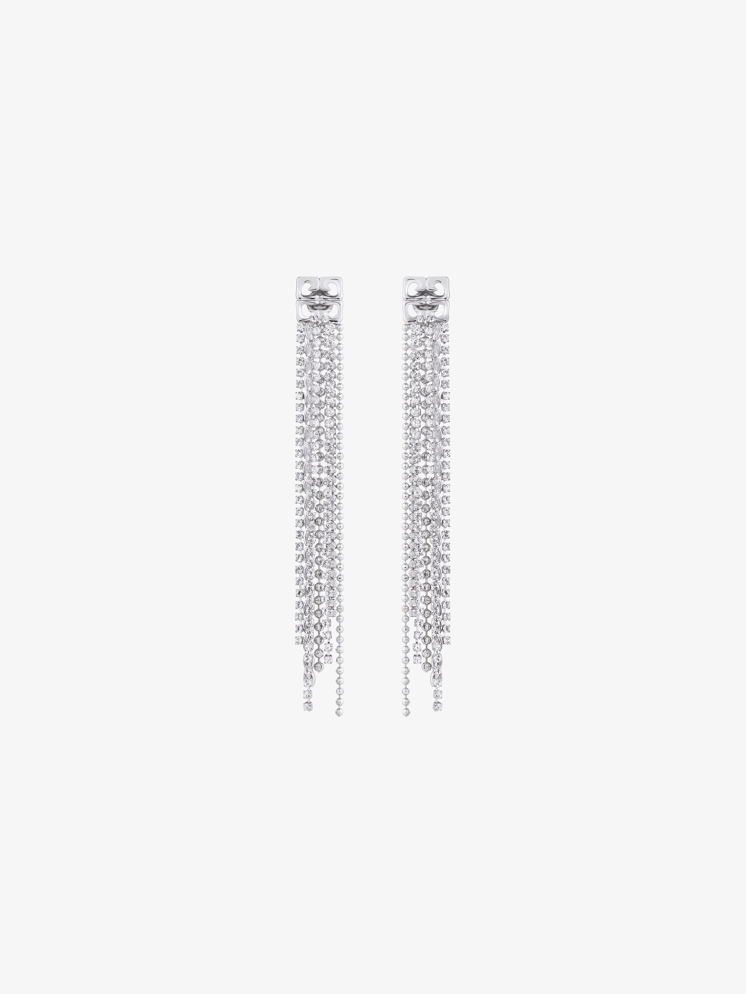 Givenchy Boucles D'oreilles 4g Liquid En Métal Avec Cristaux In Gray