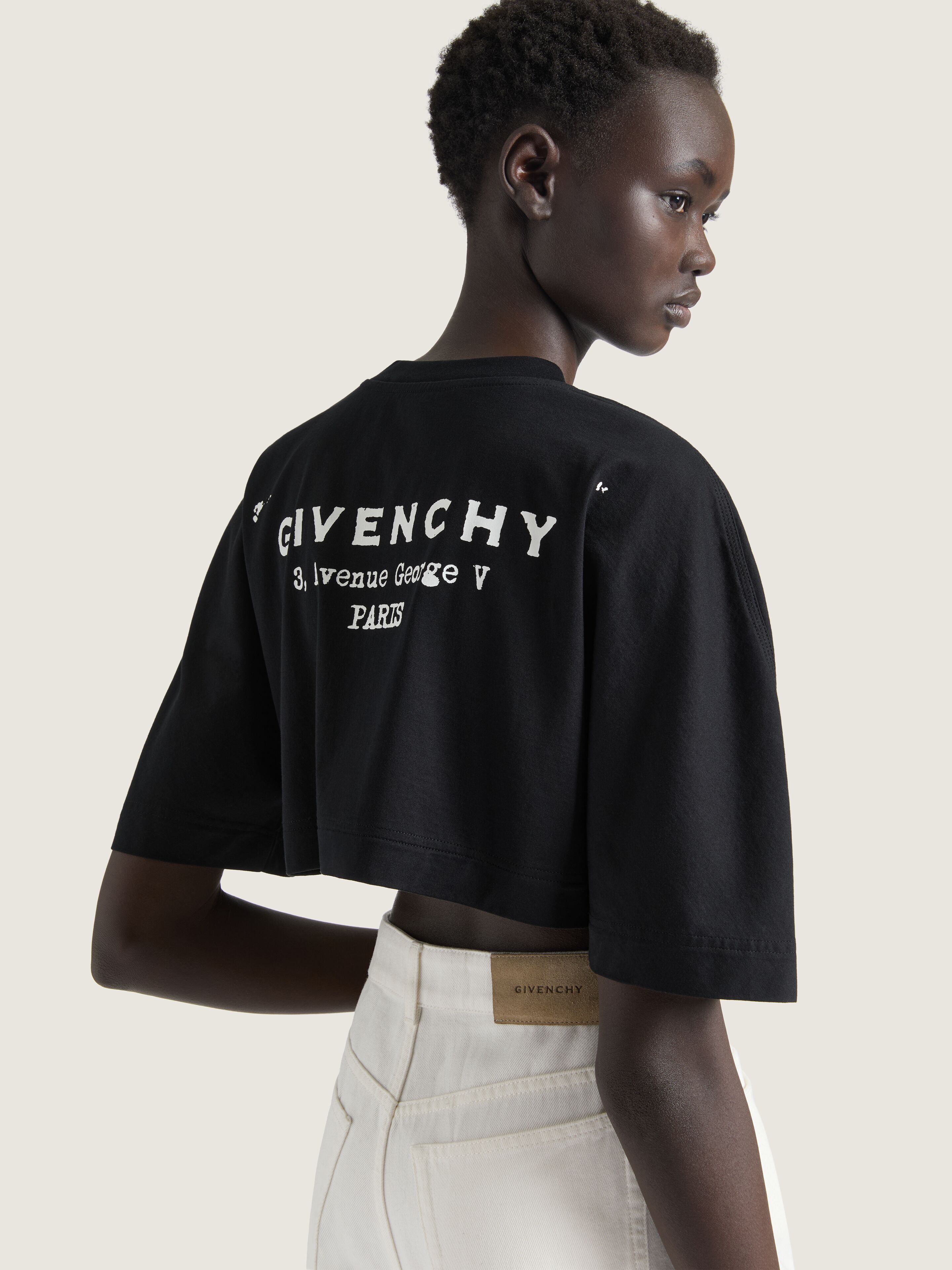 Cropped fit t-shirt in cotton with GIVENCHY Stamp print