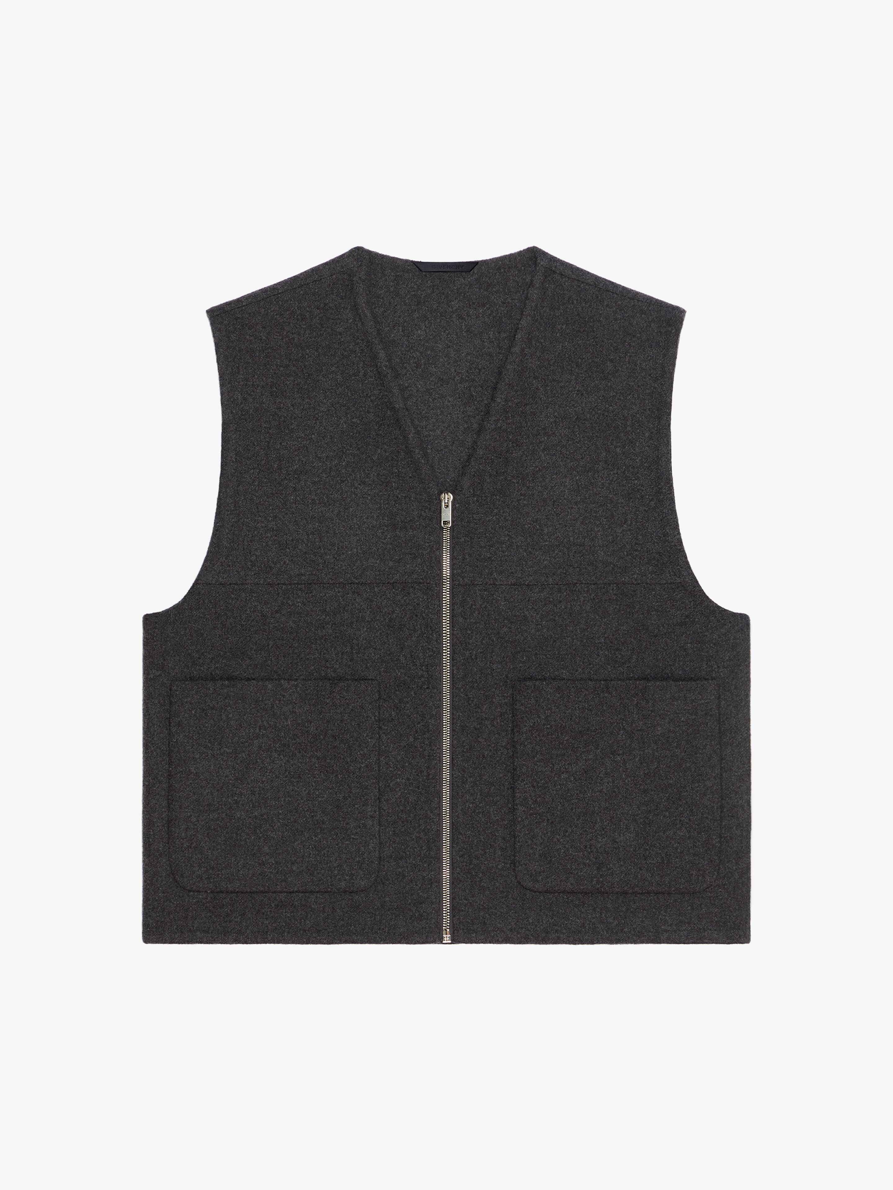 Shop Givenchy Waistcoat In Double Face Wool And Cashmere In Dark Grey