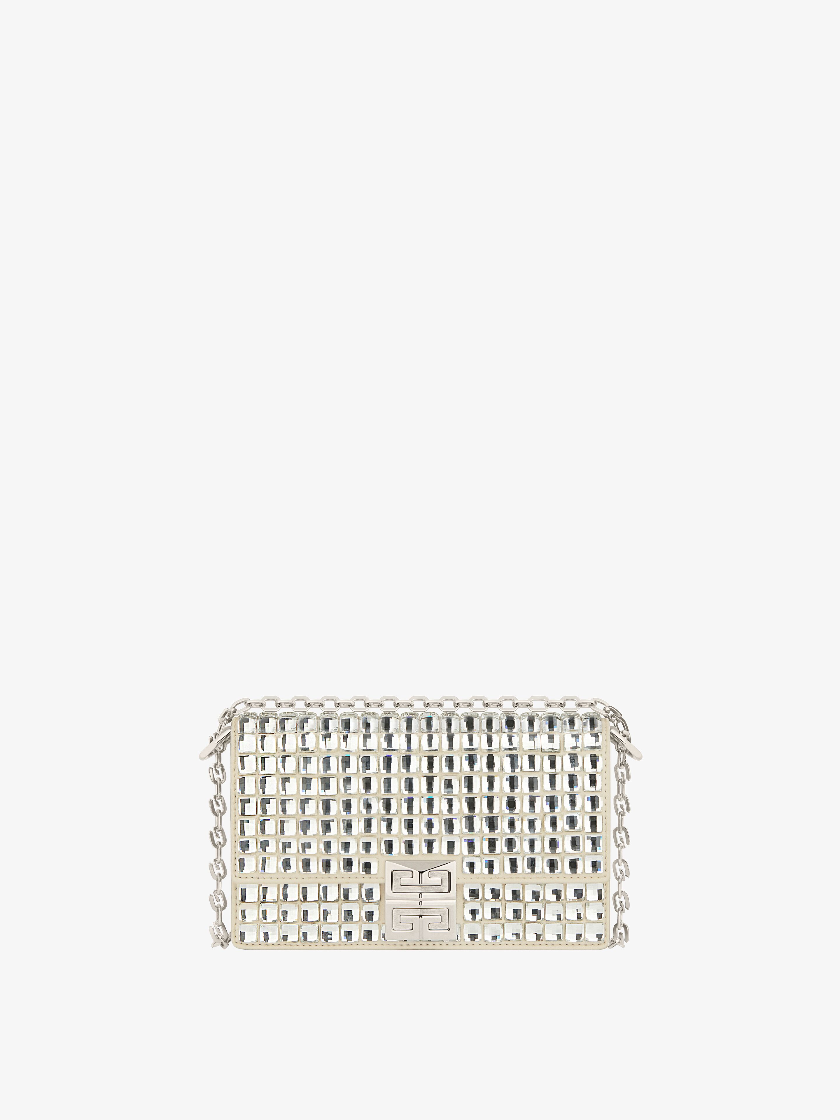 Shop Givenchy Small 4g Bag In Satin With Strass And Chain In Multicolor