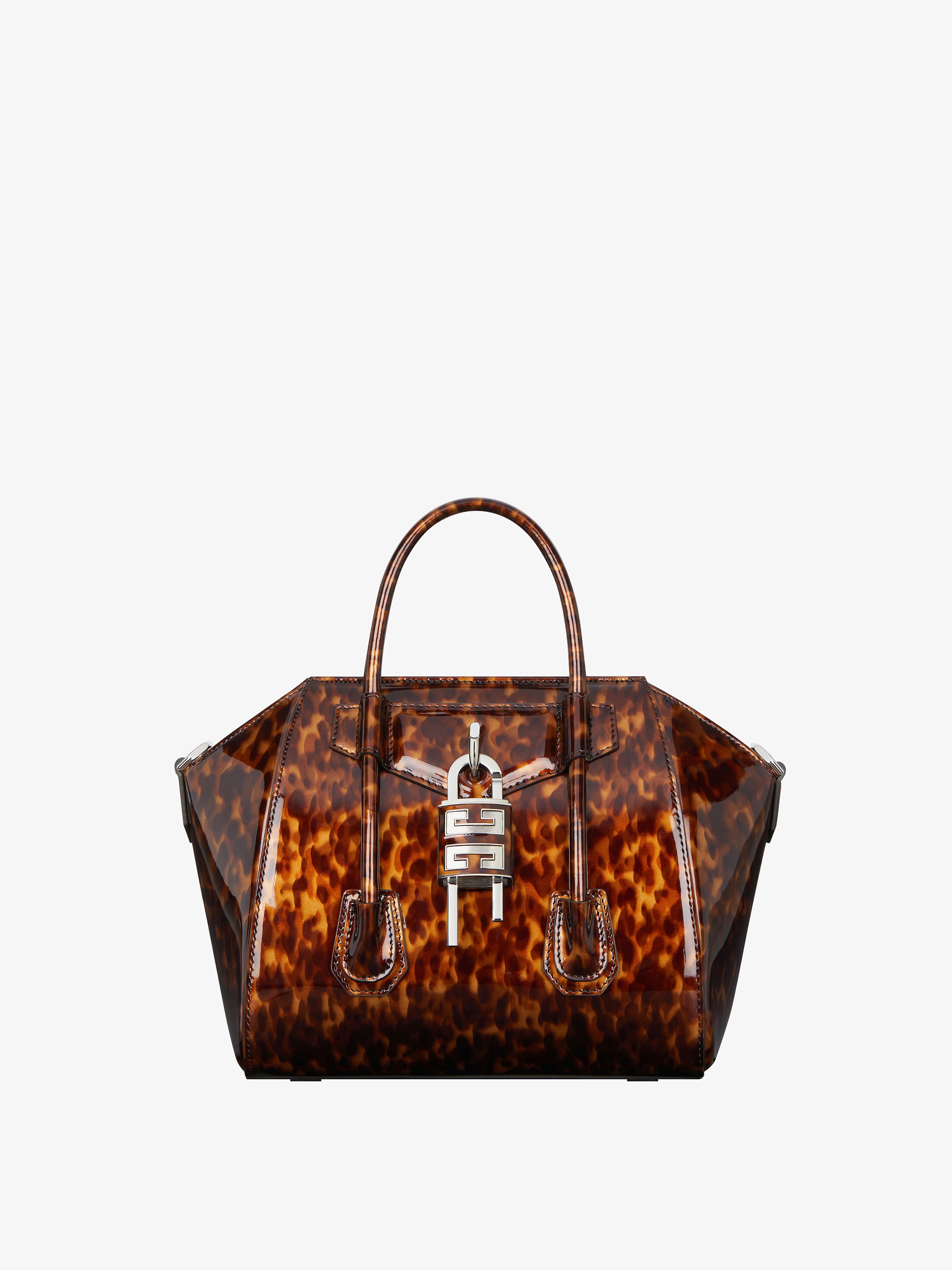 Mini Antigona Lock bag in tortoiseshell leather in black brown Givenchy US