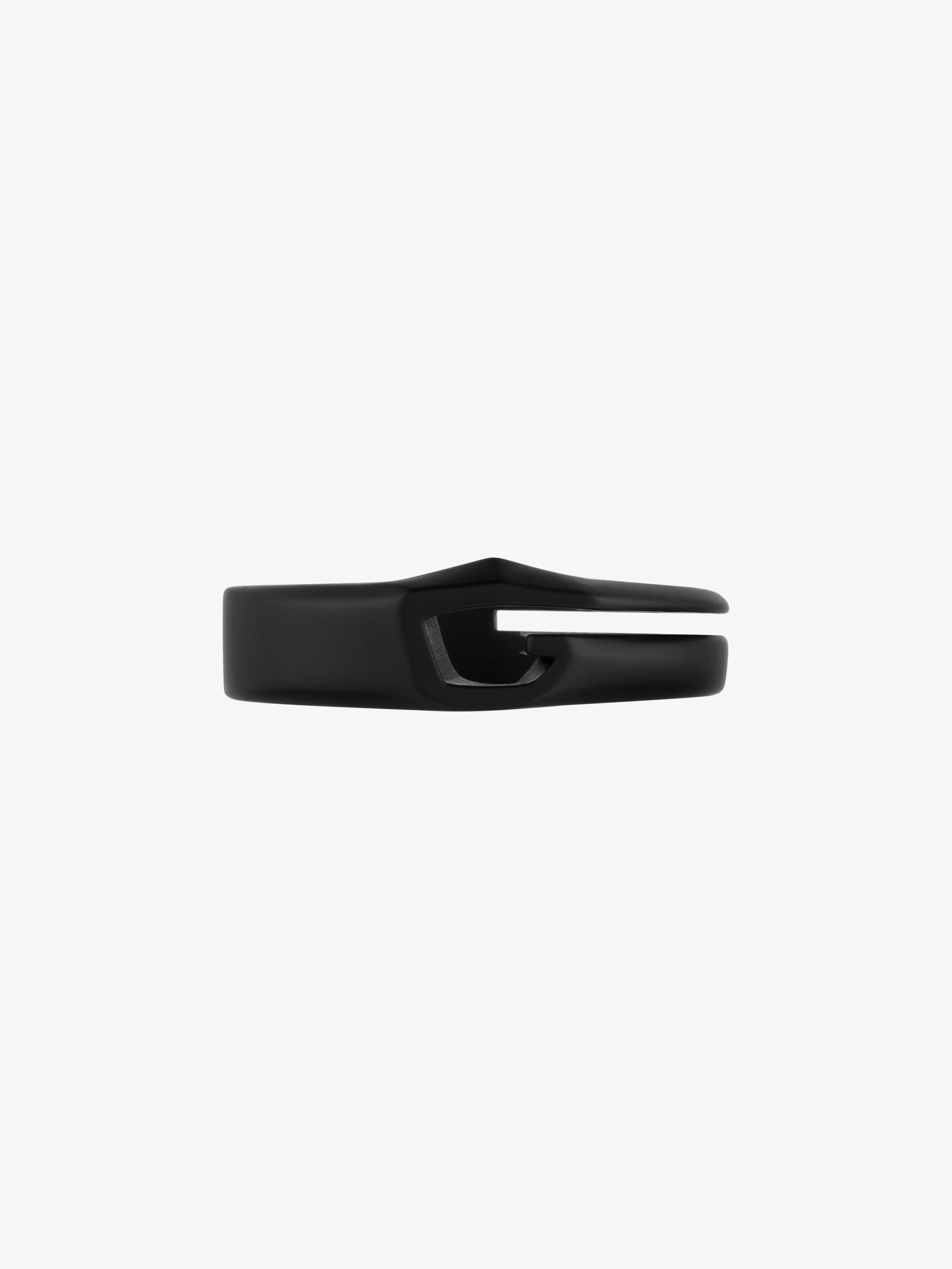 Shop Givenchy Giv Cut Ring In Metal And Enamel In Black