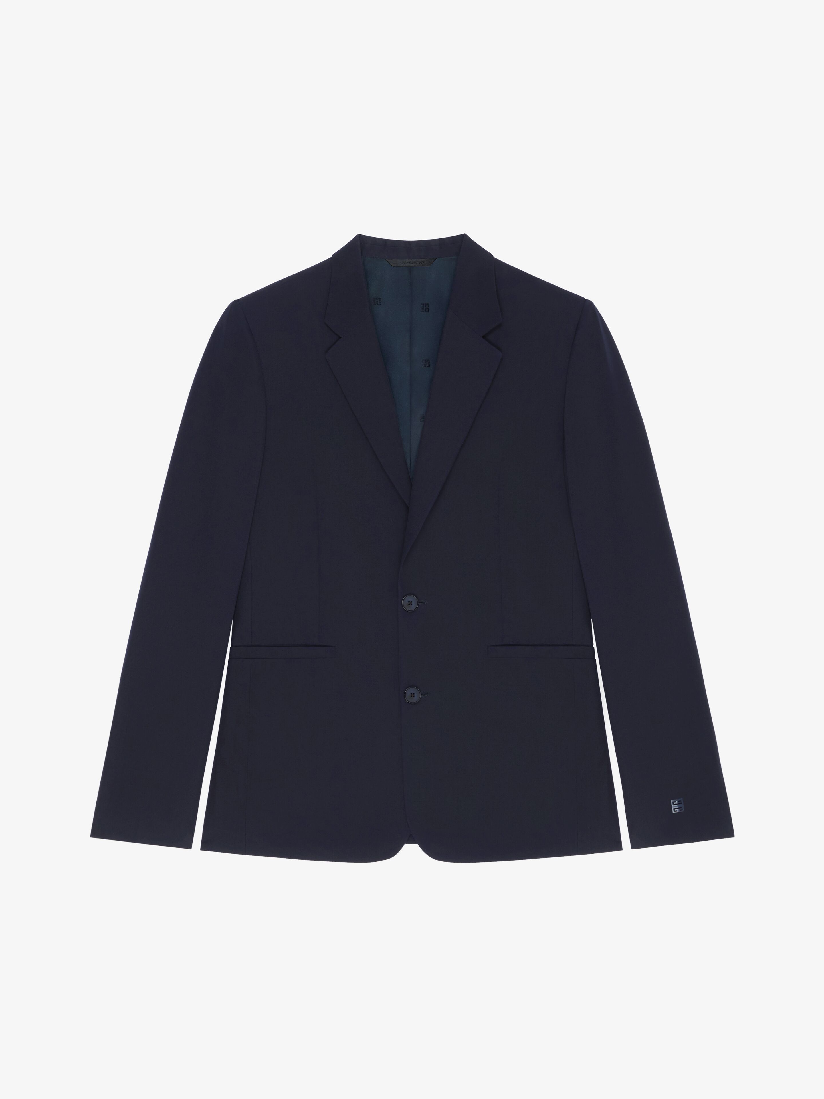 Shop Givenchy Slim Fit Jacket In Wool With 4g Detail In Navy