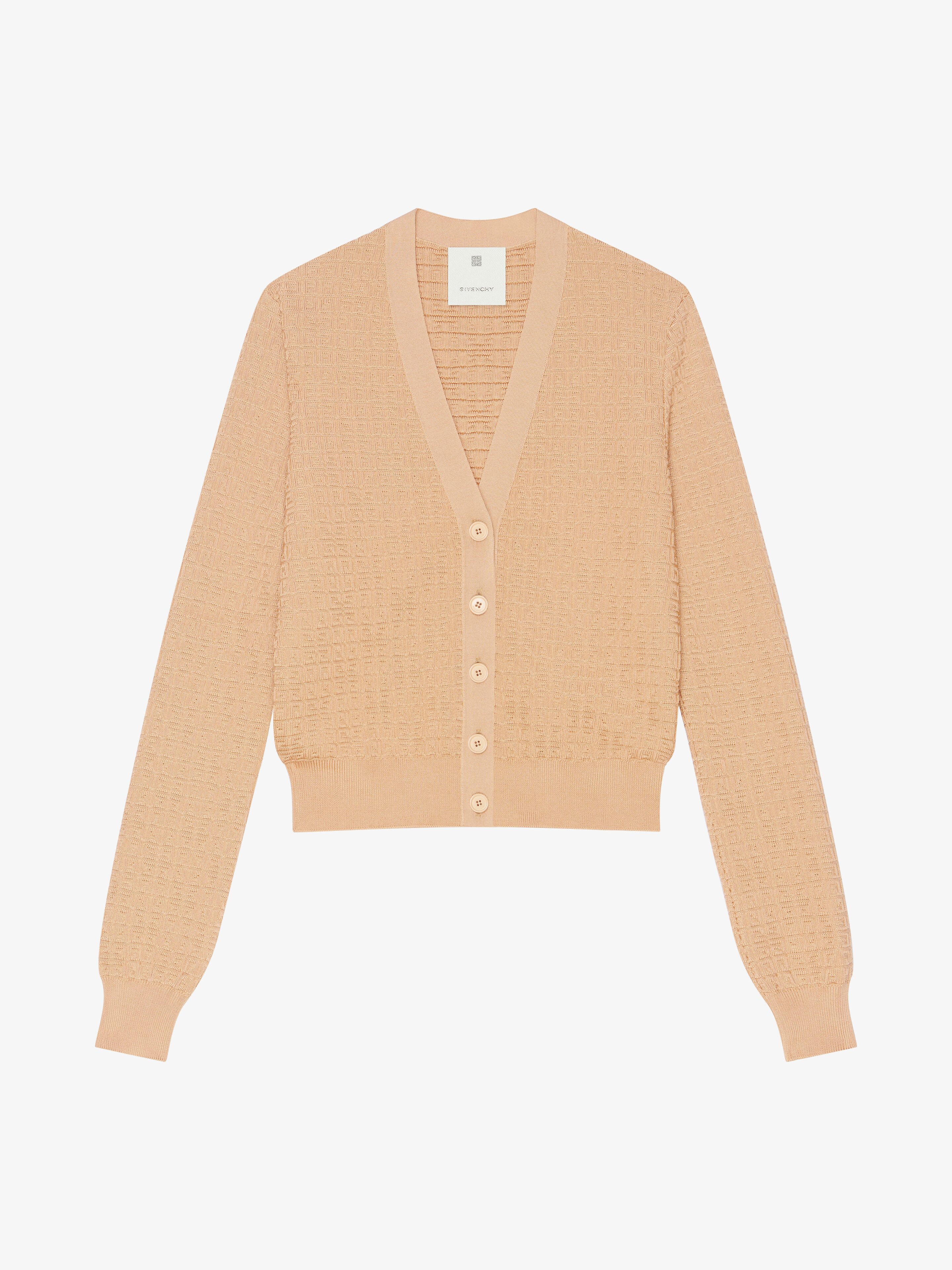 Shop Givenchy Cropped Cardigan In 4g Mini Jacquard In Tan