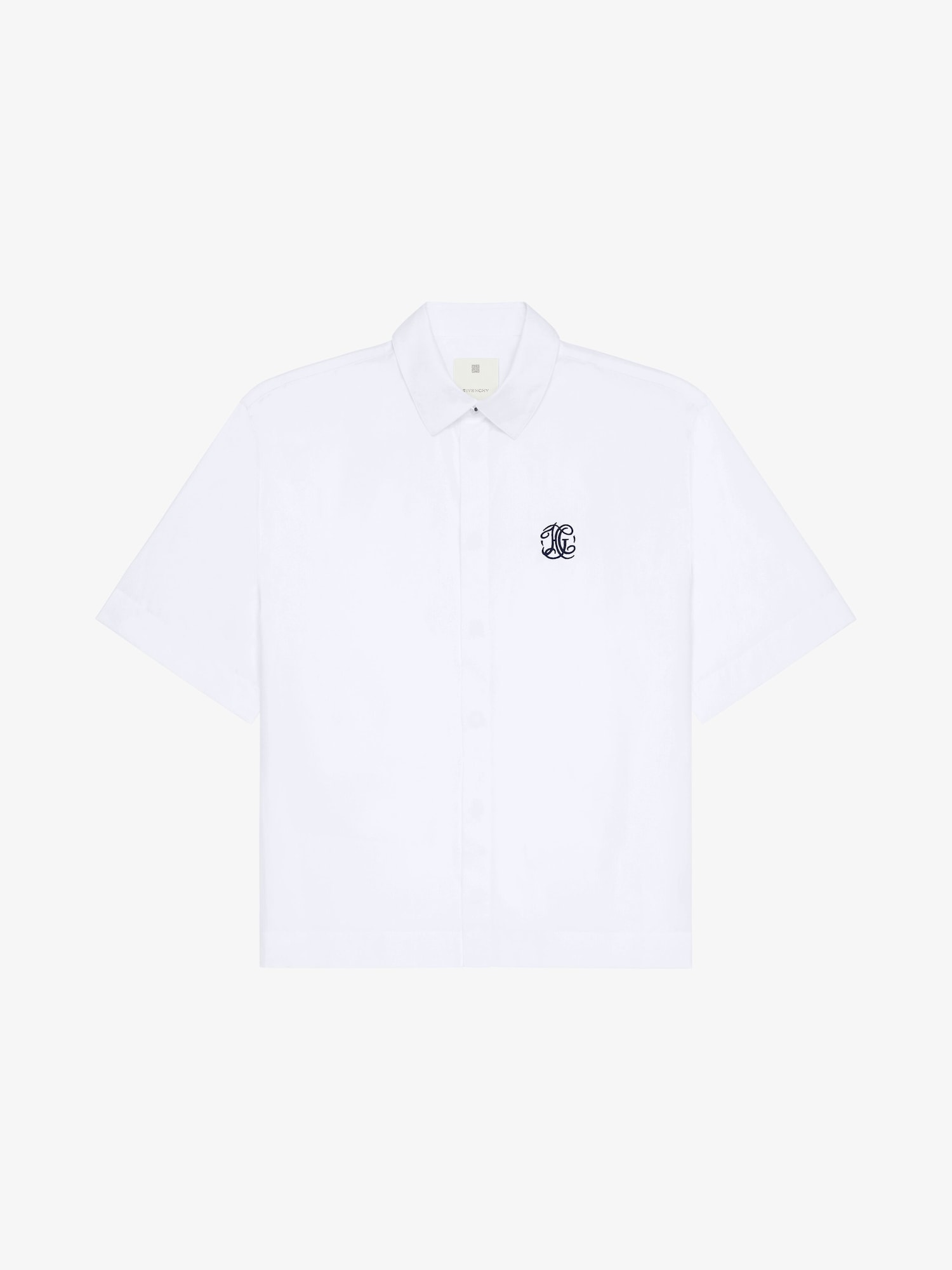 White Shirt with Boxy Fit and Embroidery
