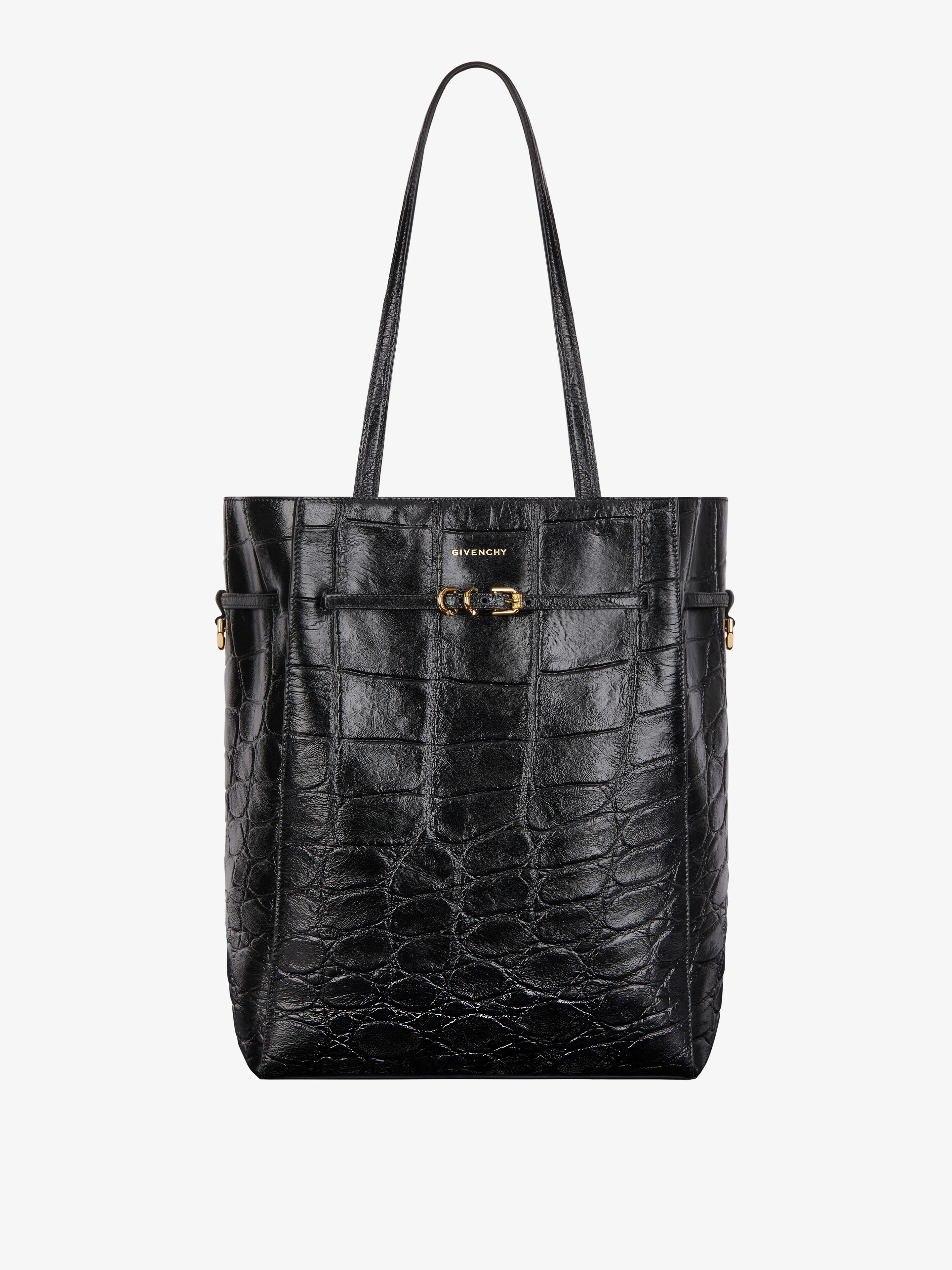 Medium Voyou tote bag in crocodile effect leather in - black | Givenchy US