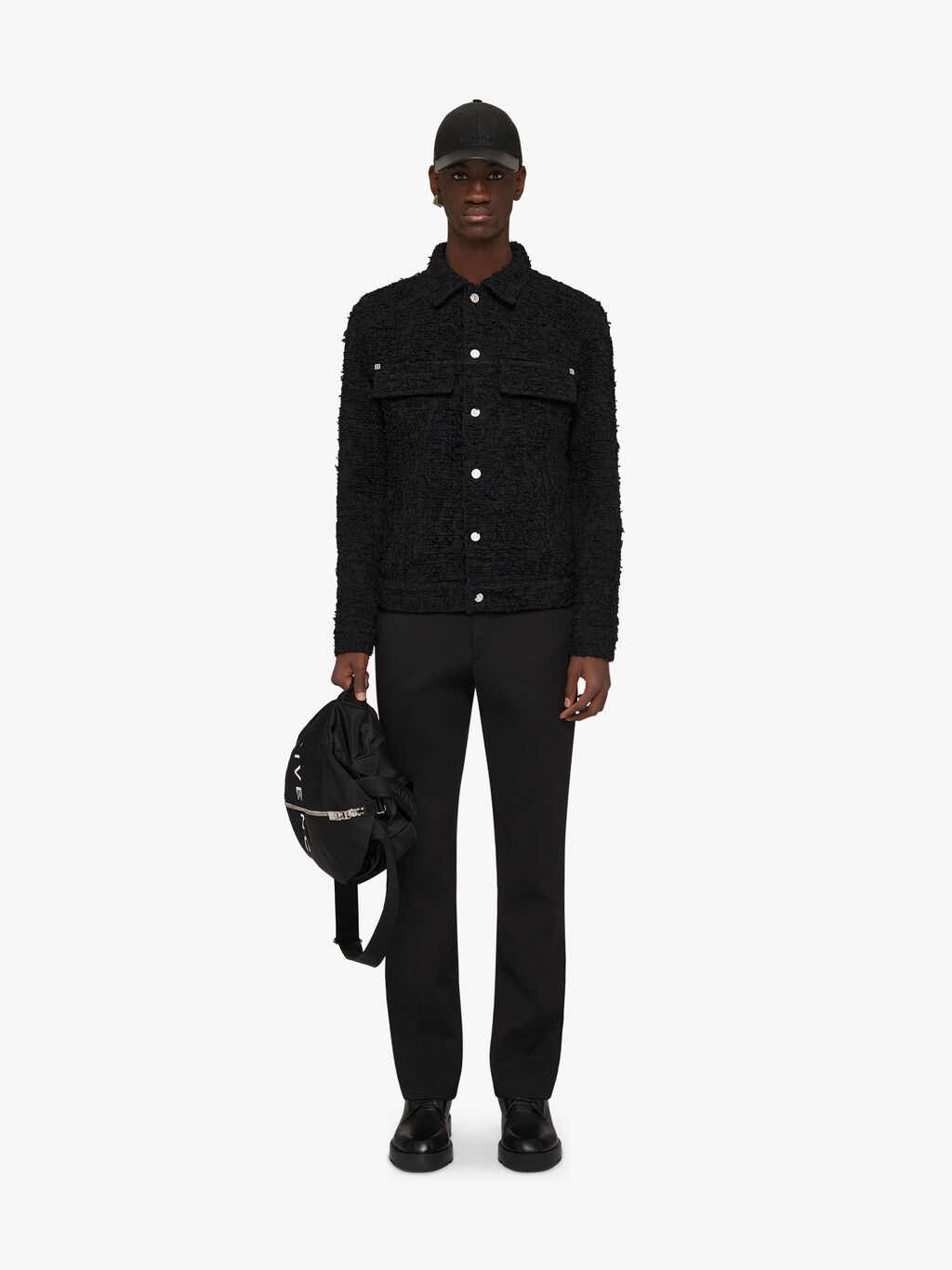 givenchy.com | Slim-fit pants in technical fiber with G Lock buckle