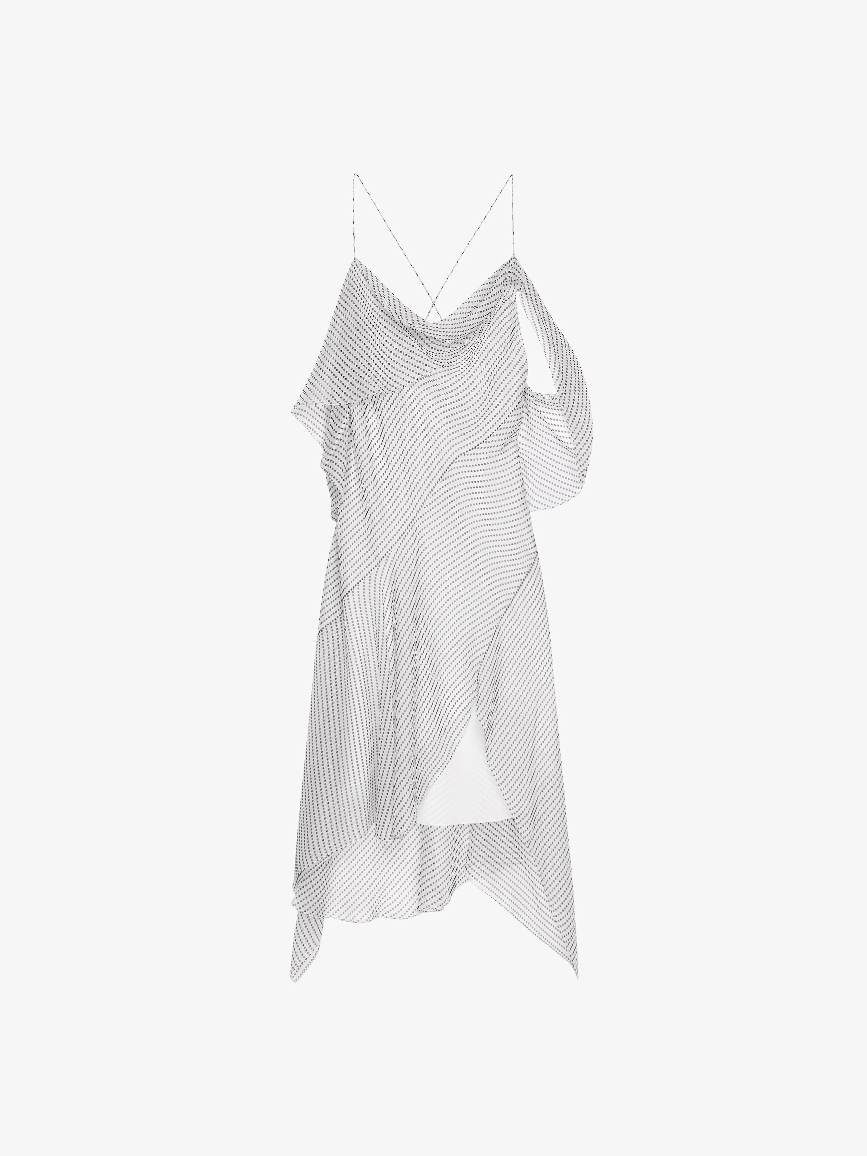 Shop Givenchy Asymmetric Polka Dots Draped Dress In Silk Chiffon