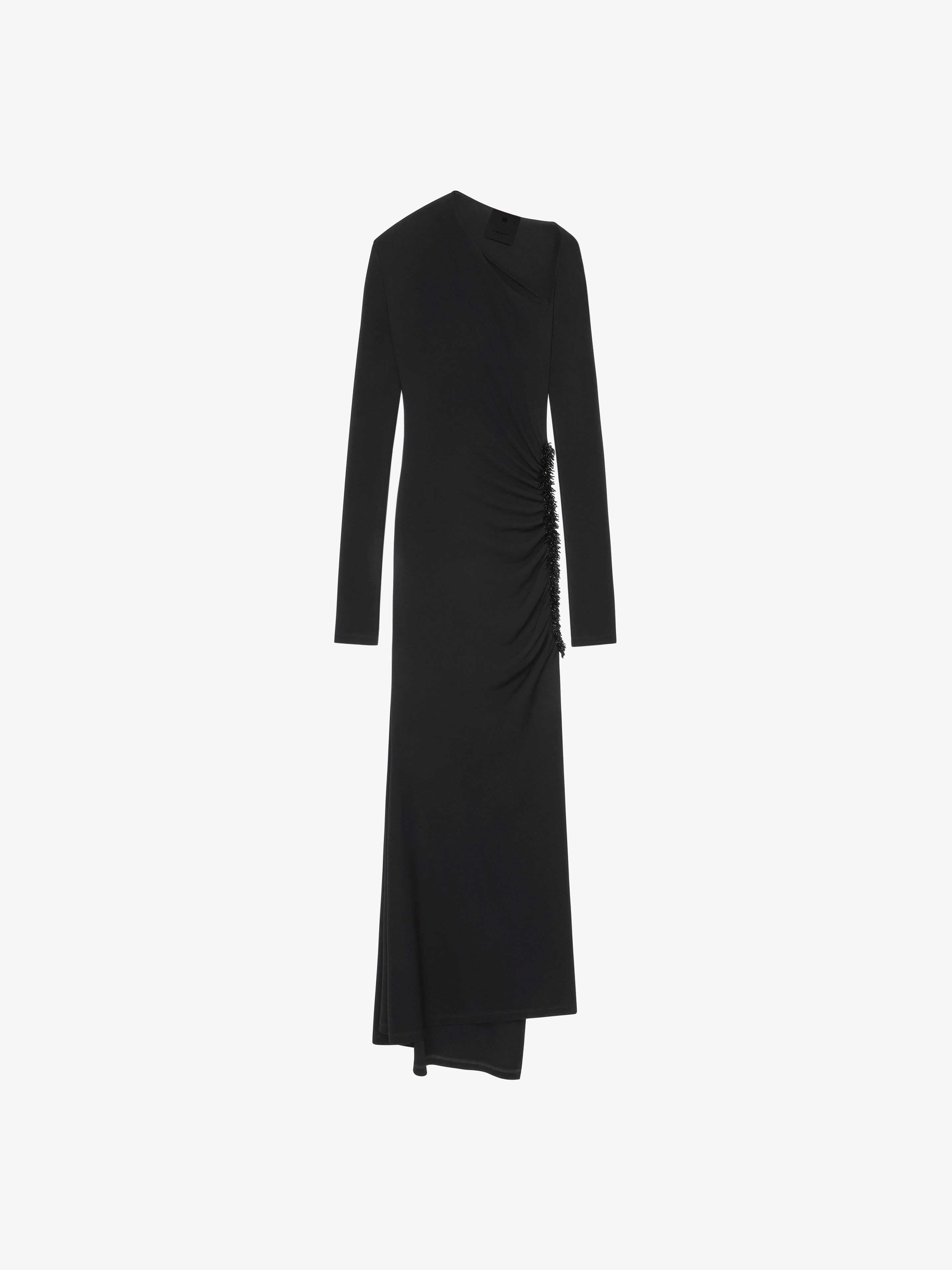 Shop Givenchy Draped Dress In Embroidered Jersey In Black