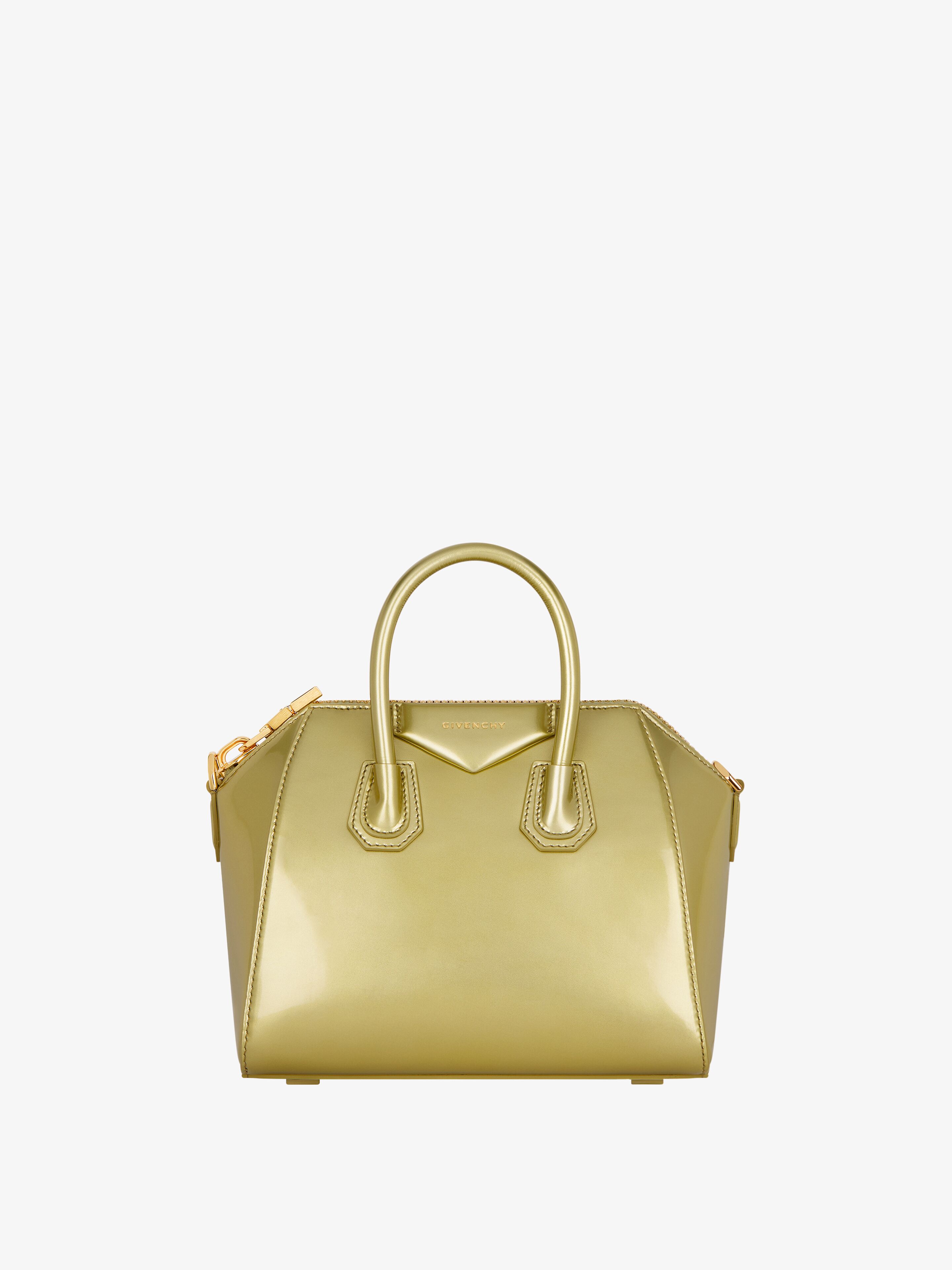 Givenchy Mini Antigona Bag In Patent Effect Leather In Metallic