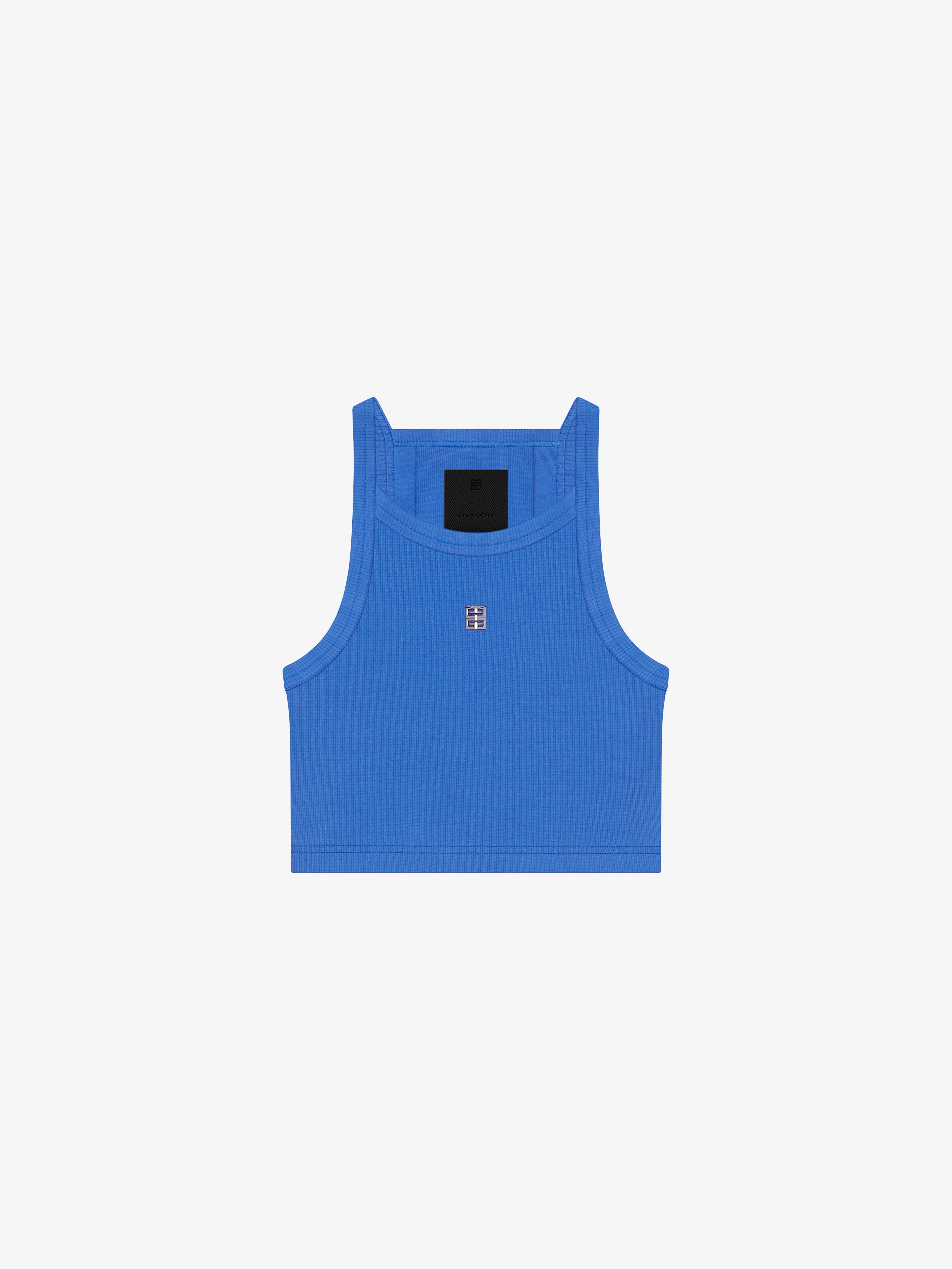 Shop Givenchy Cropped Tank Top In Cotton With 4g Detail In Iris Purple