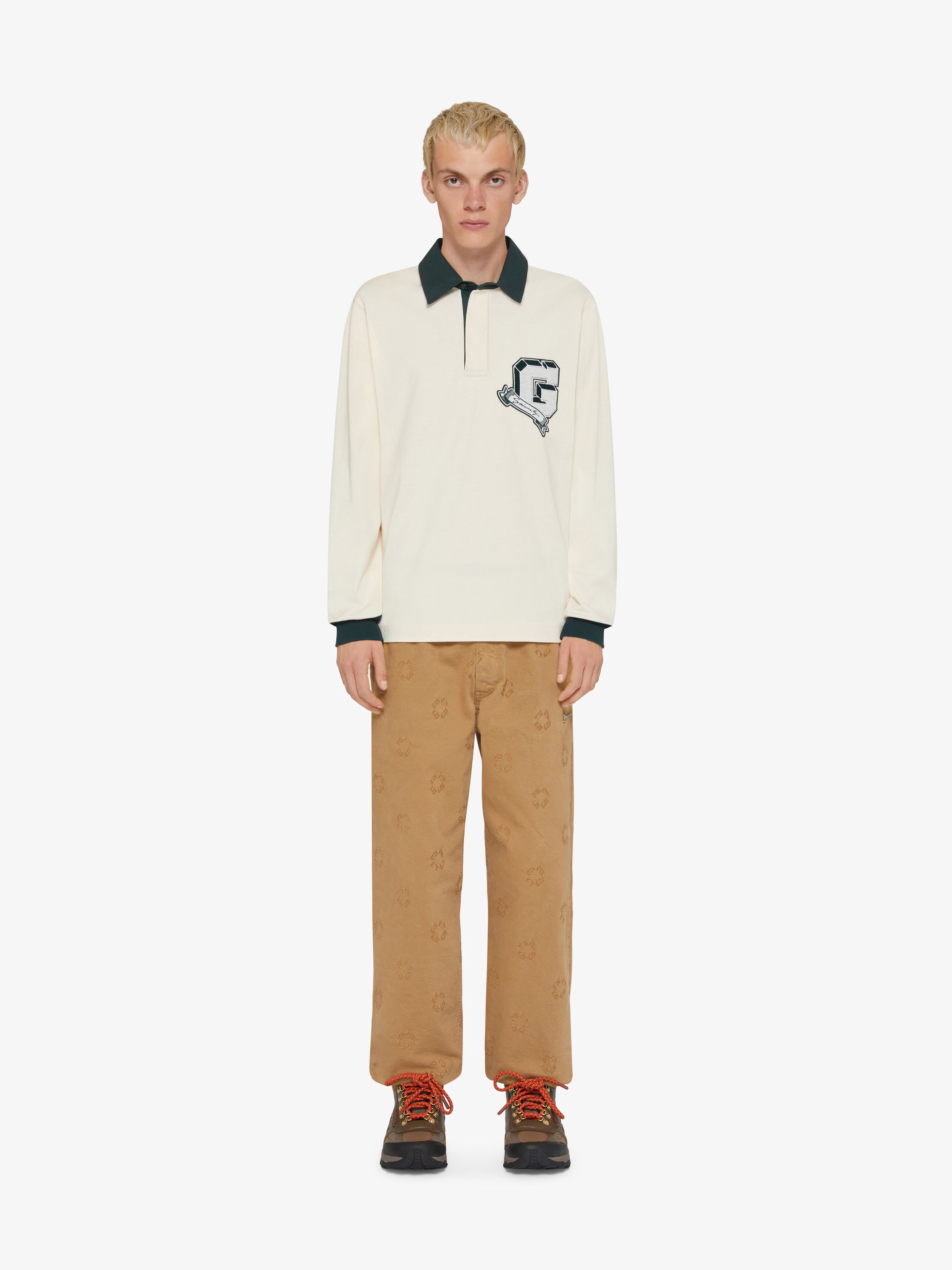 GIVENCHY College polo in cotton in - white/green | Givenchy US