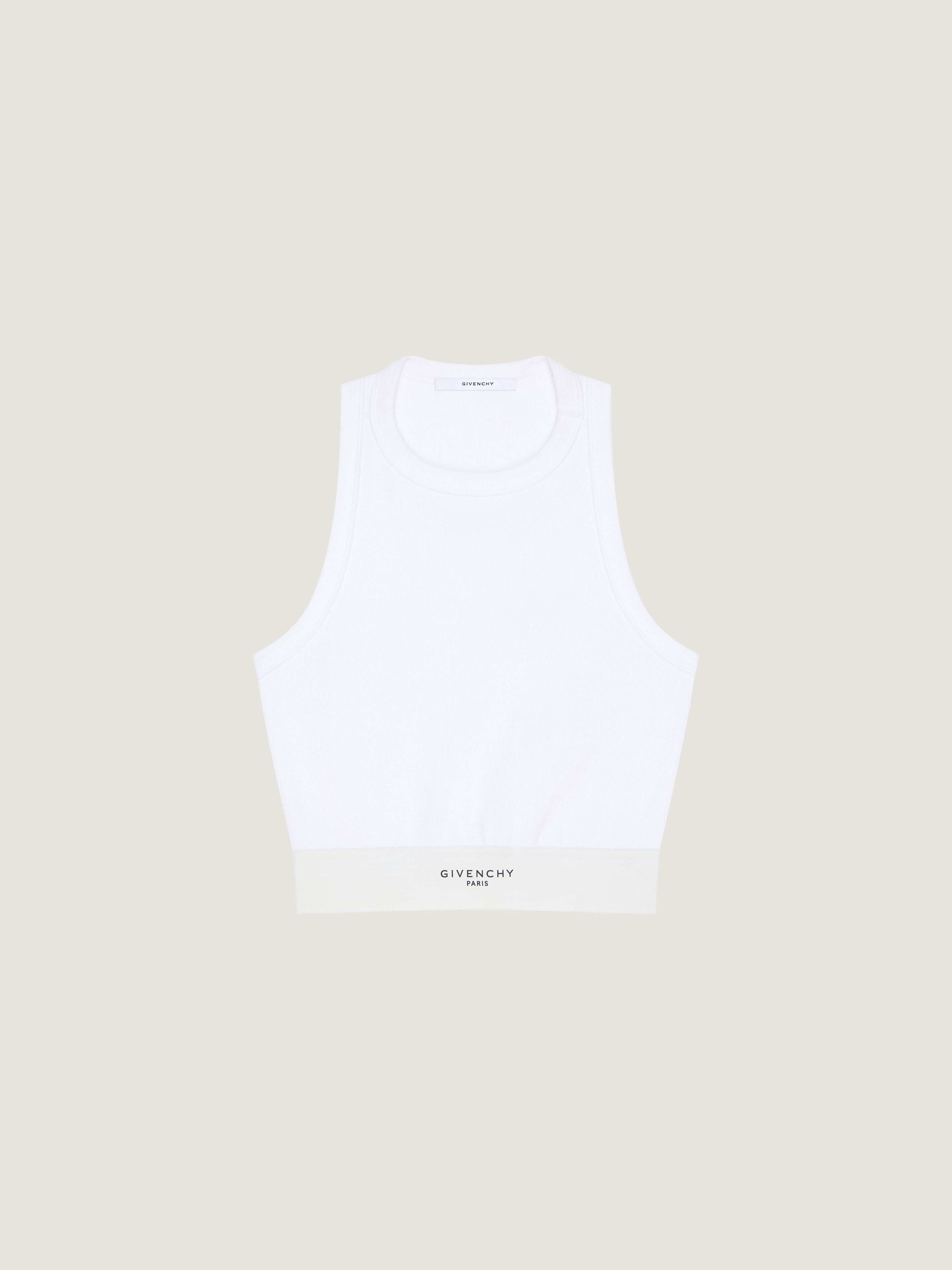 Cropped tank top in cotton with GIVENCHY band in - white