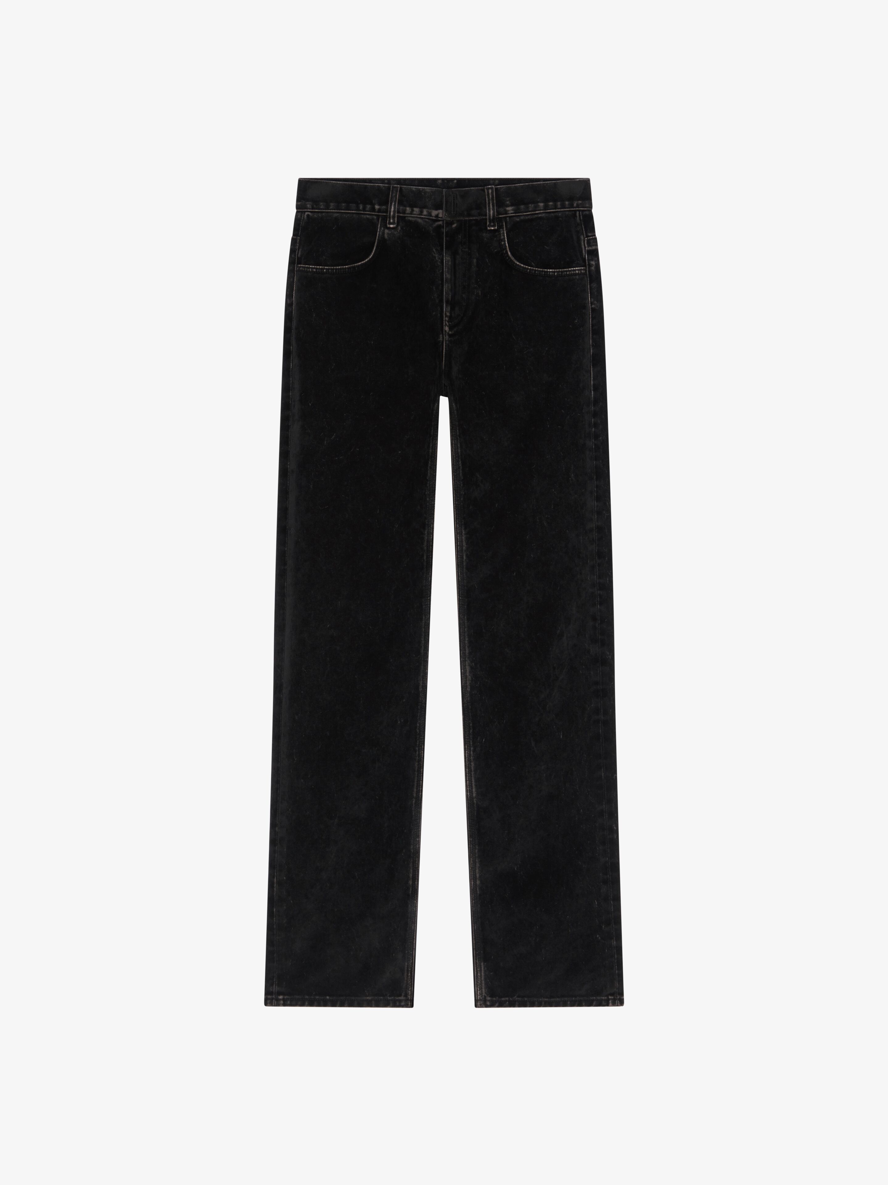 Shop Givenchy Jeans In Flocked Denim With Velvet Effect In Black