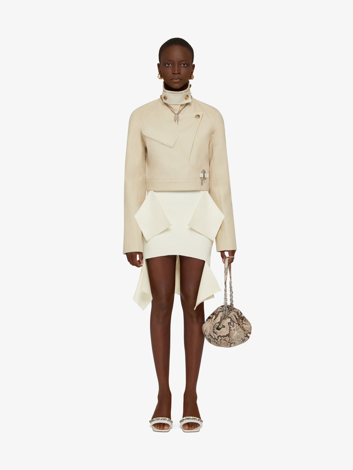 givenchy.com | Short trench coat in cotton twill with U-Lock buckle