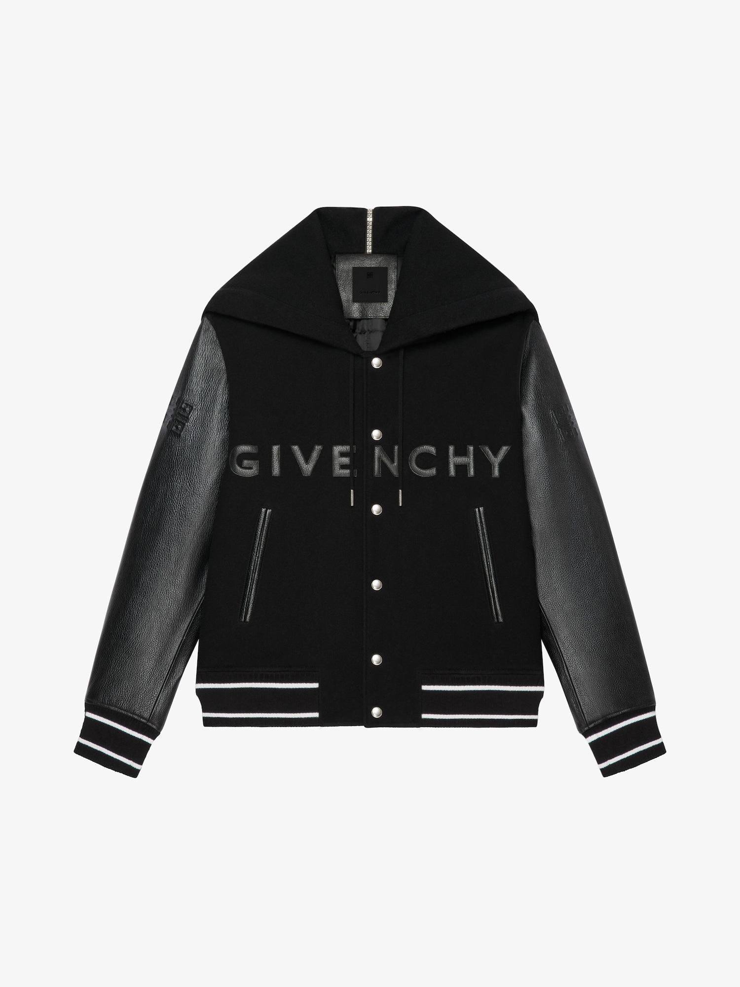 GIVENCHY hooded varsity jacket in wool and leather | Givenchy ASI ...