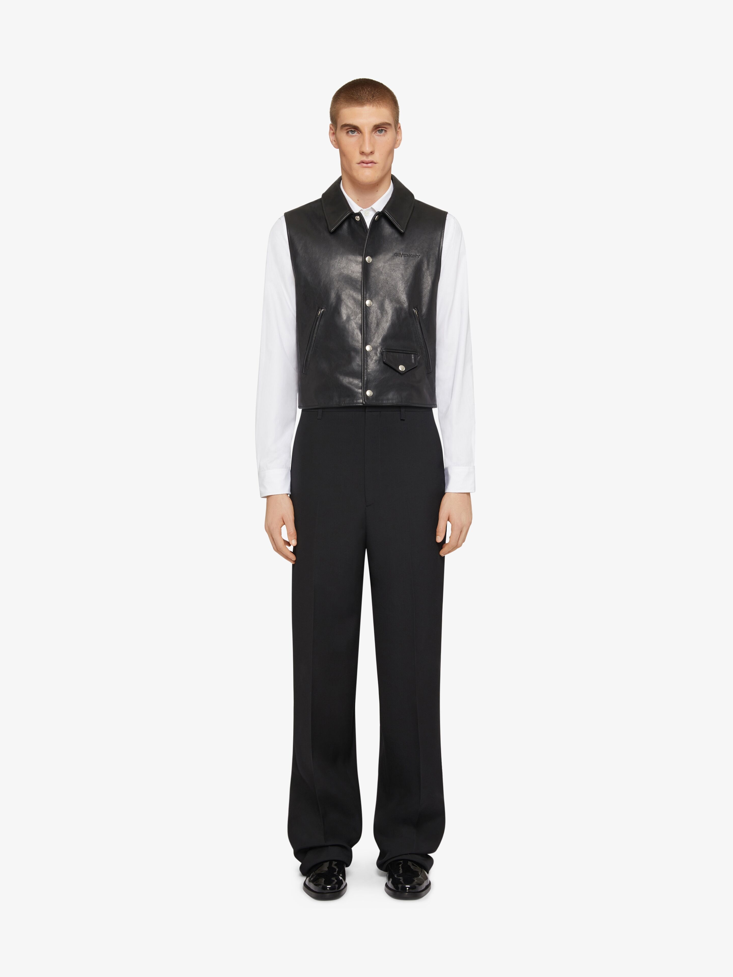 Waistcoat in leather in - black | Givenchy US