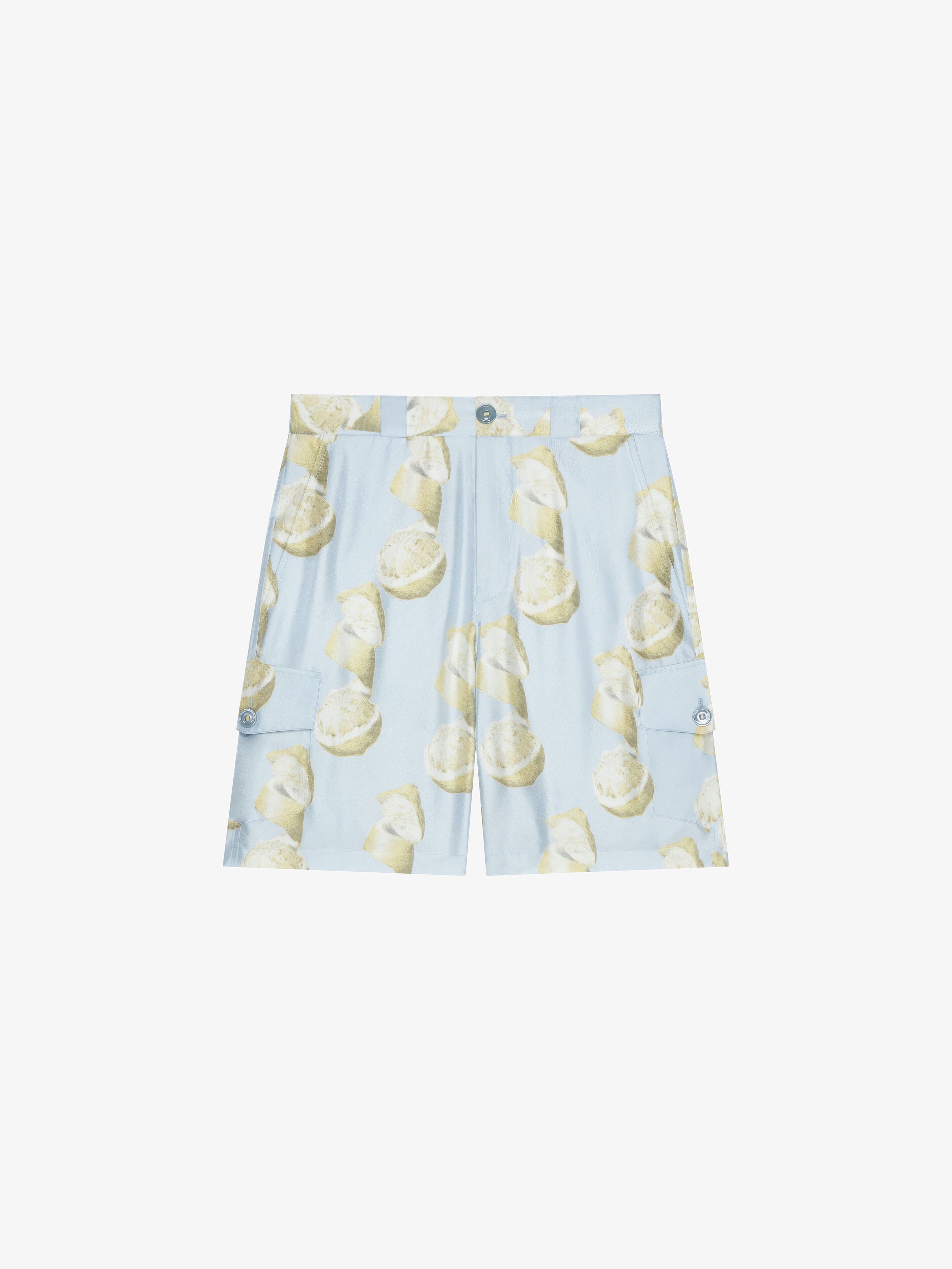 Givenchy Printed Bermuda Shorts In Silk In Blue