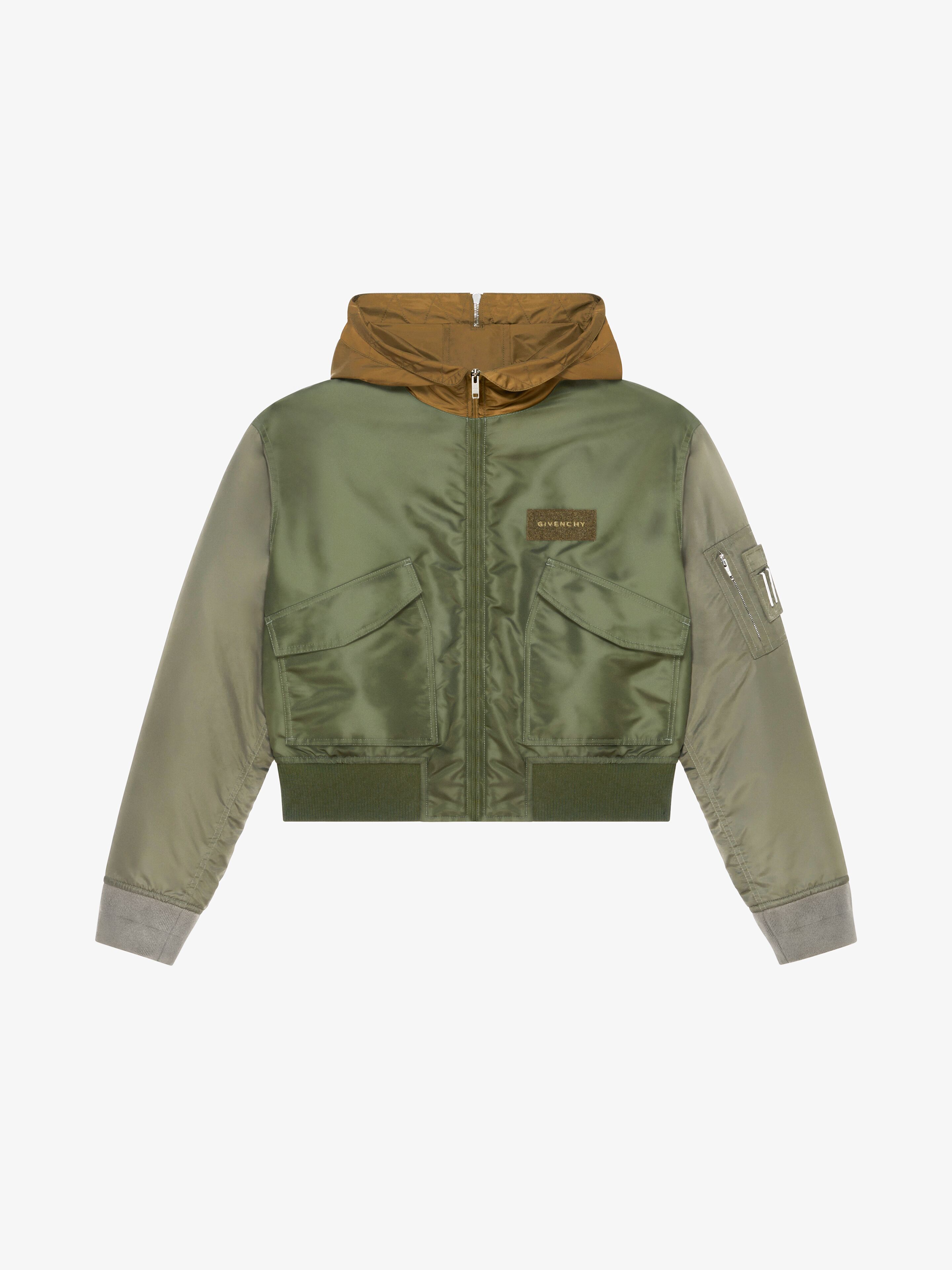 Shop Givenchy Hooded Bomber Jacket In Green
