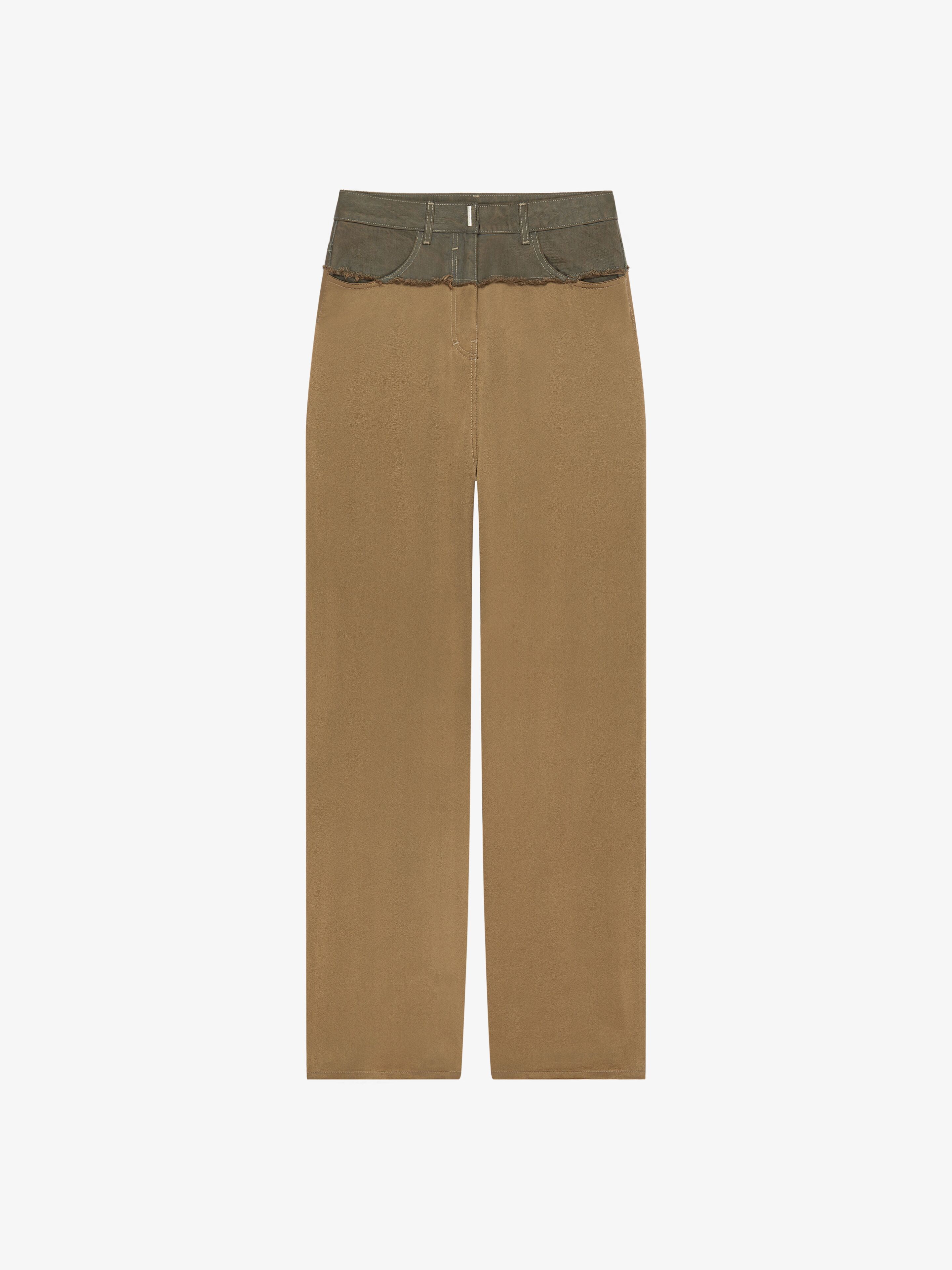 Givenchy Oversized Jeans In Mixed Denim And Viscose In Khaki