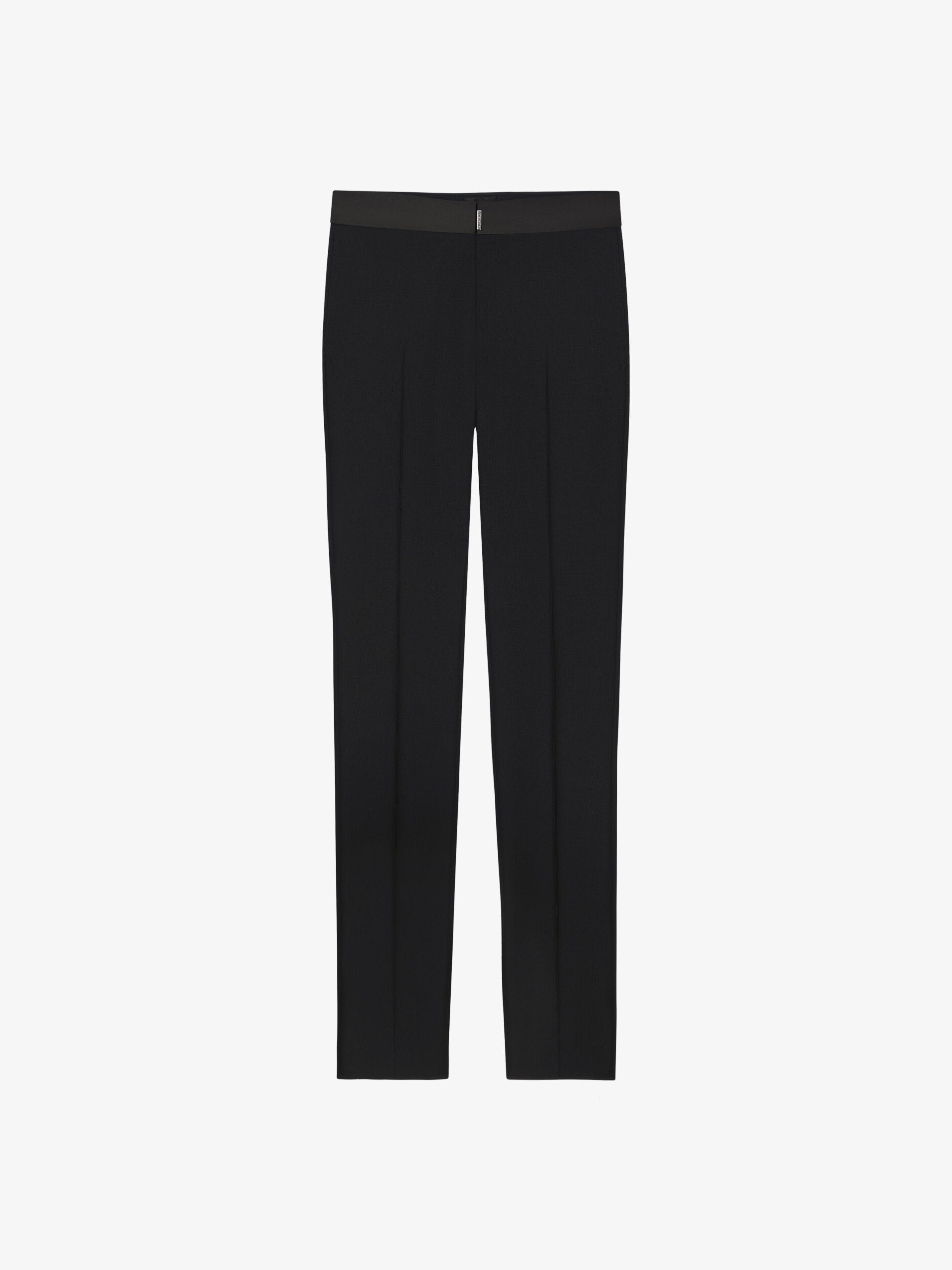 Shop Givenchy Pants In Wool And Mohair With Satin Belt In Black