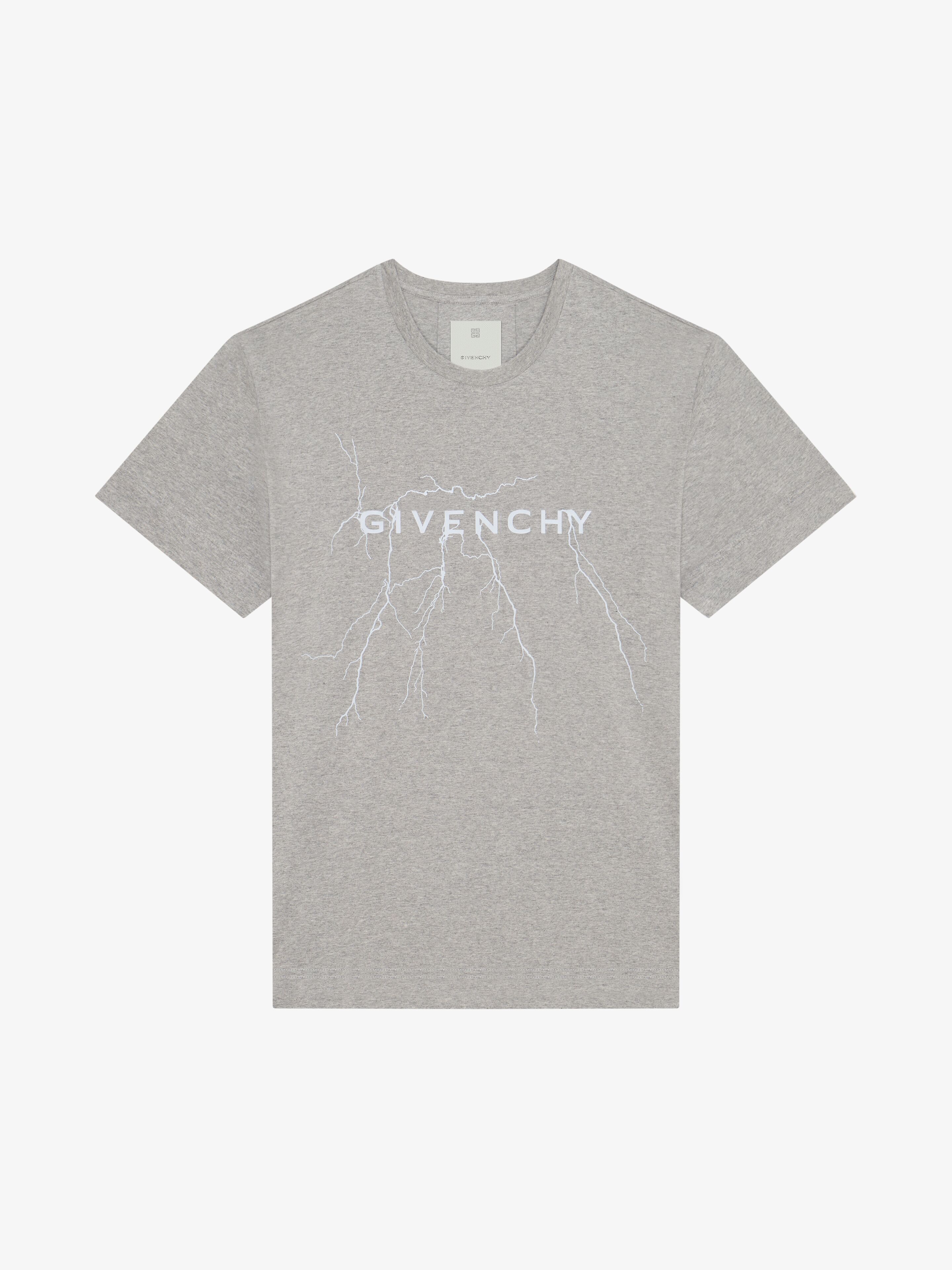 Givenchy // Black Cotton & Grey Printed Pierced Tear Logo T-Shirt