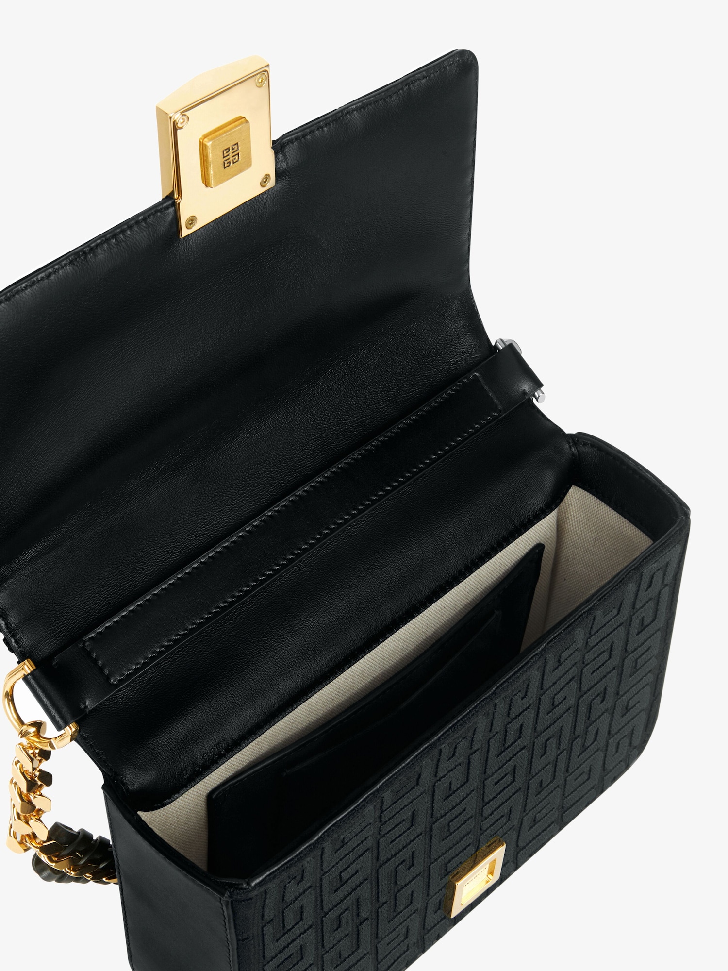 Medium 4G bag in 4G embroidered canvas with chain black Givenchy US
