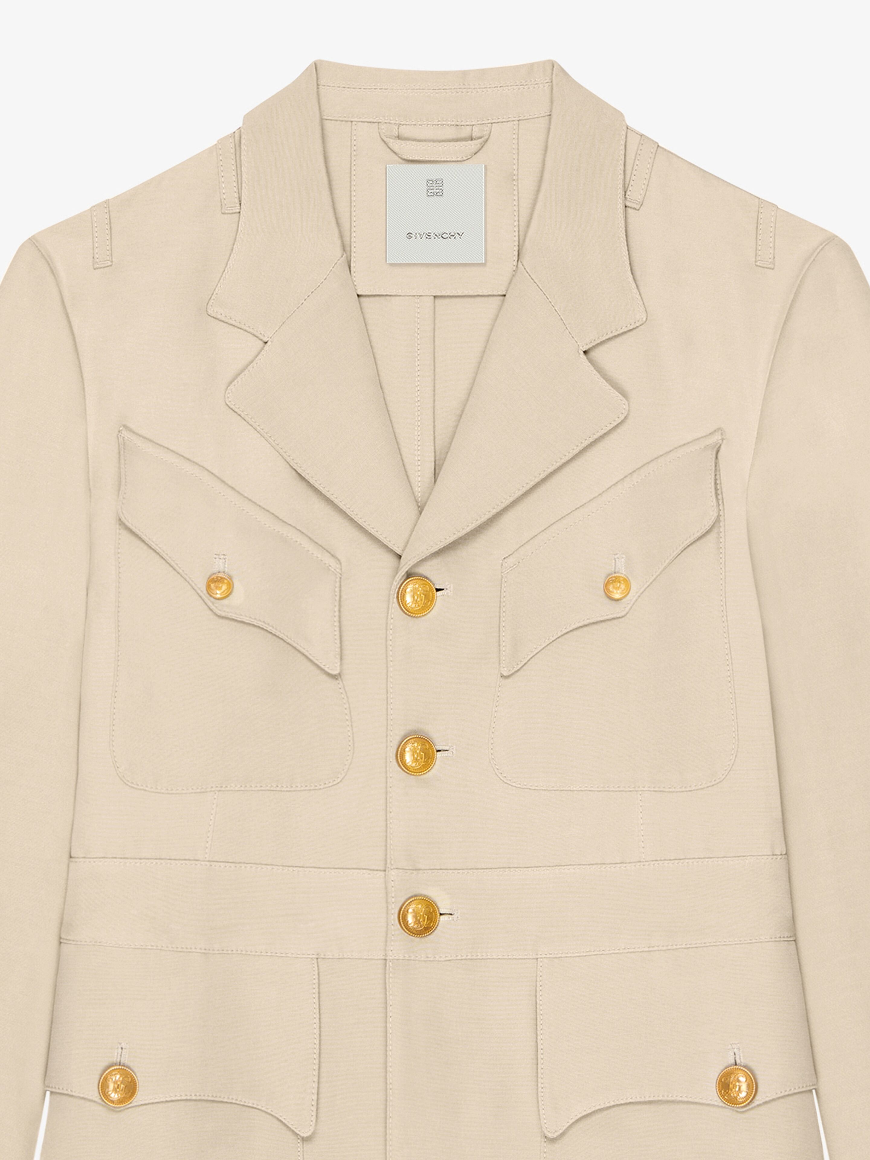 Military jacket in silk and cotton in - light beige Military jacket in silk and cotton in - light beige