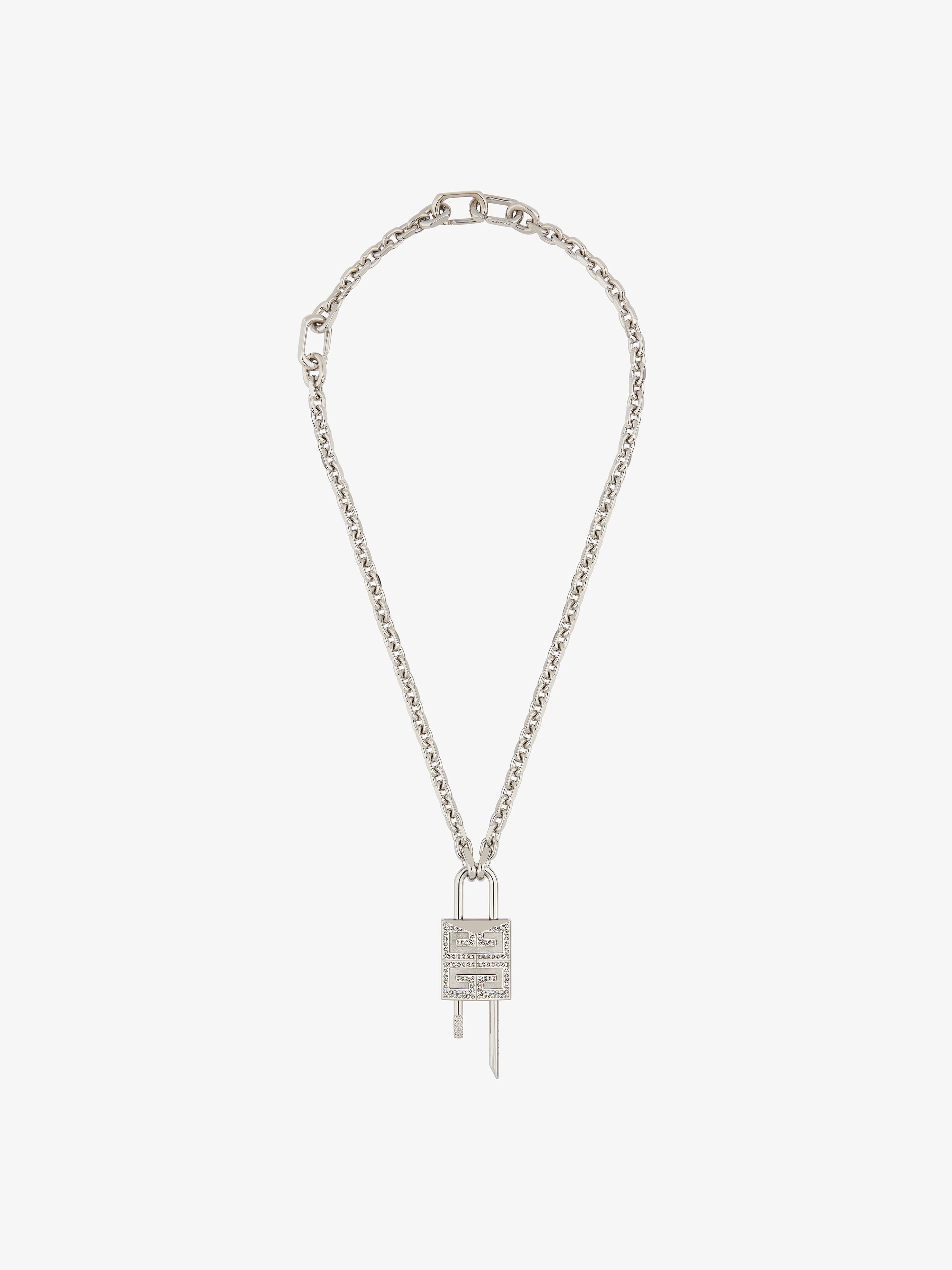 Shop Givenchy Small Lock Necklace In Metal With Crystals In Multicolor