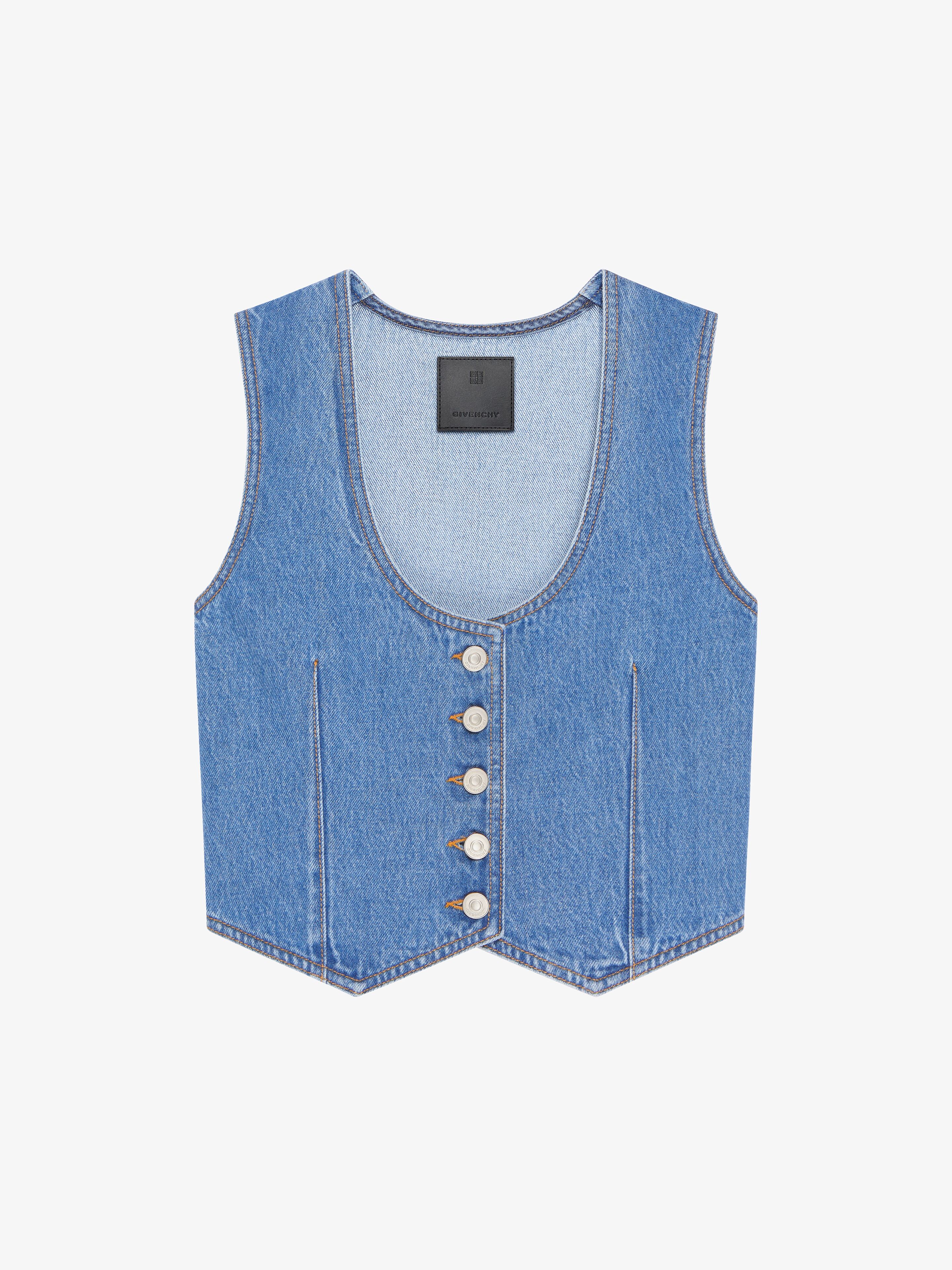 Shop Givenchy Voyou Waistcoat In Denim In Blue