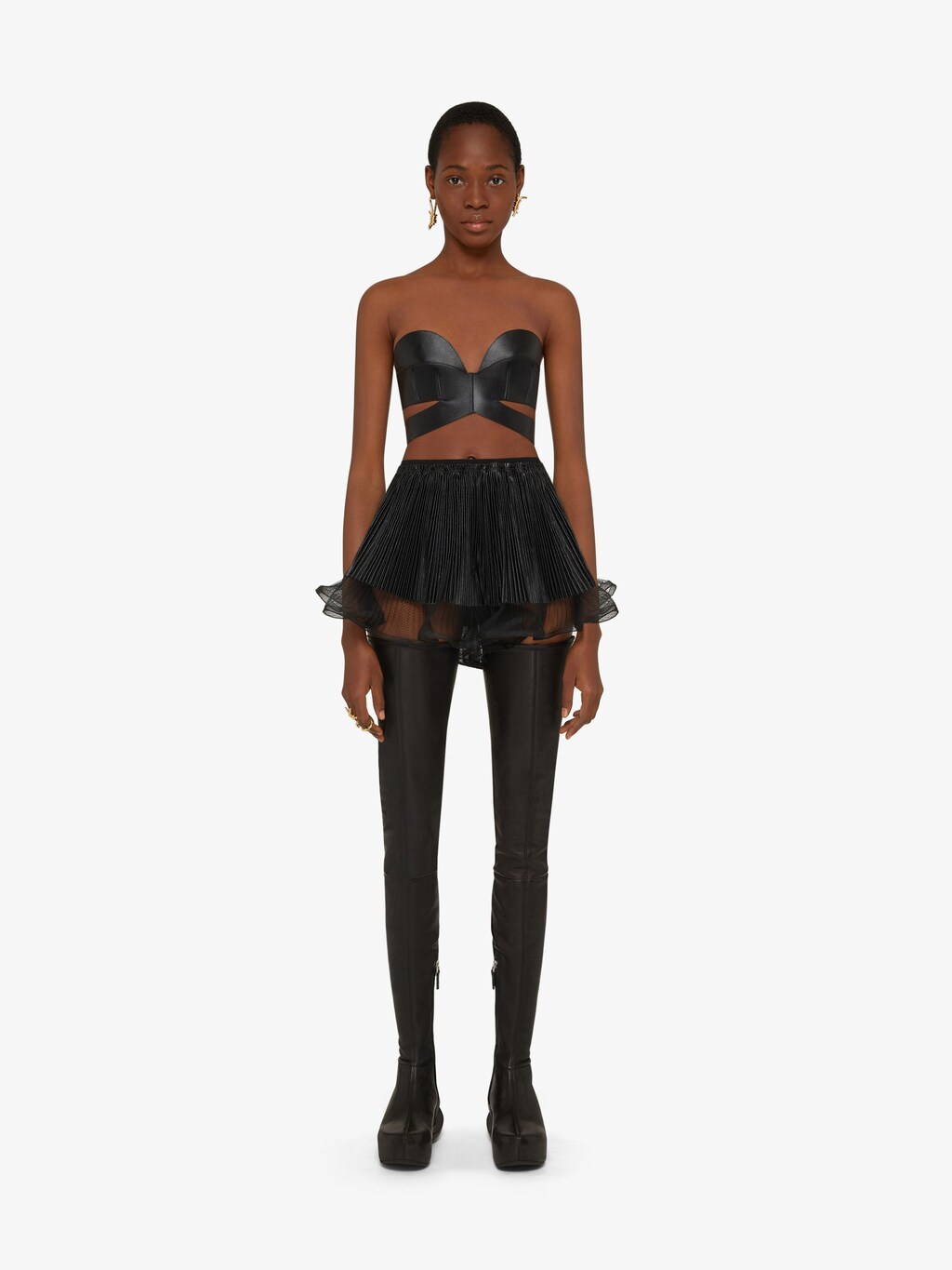 givenchy.com | Bra top in leather with crossed effect