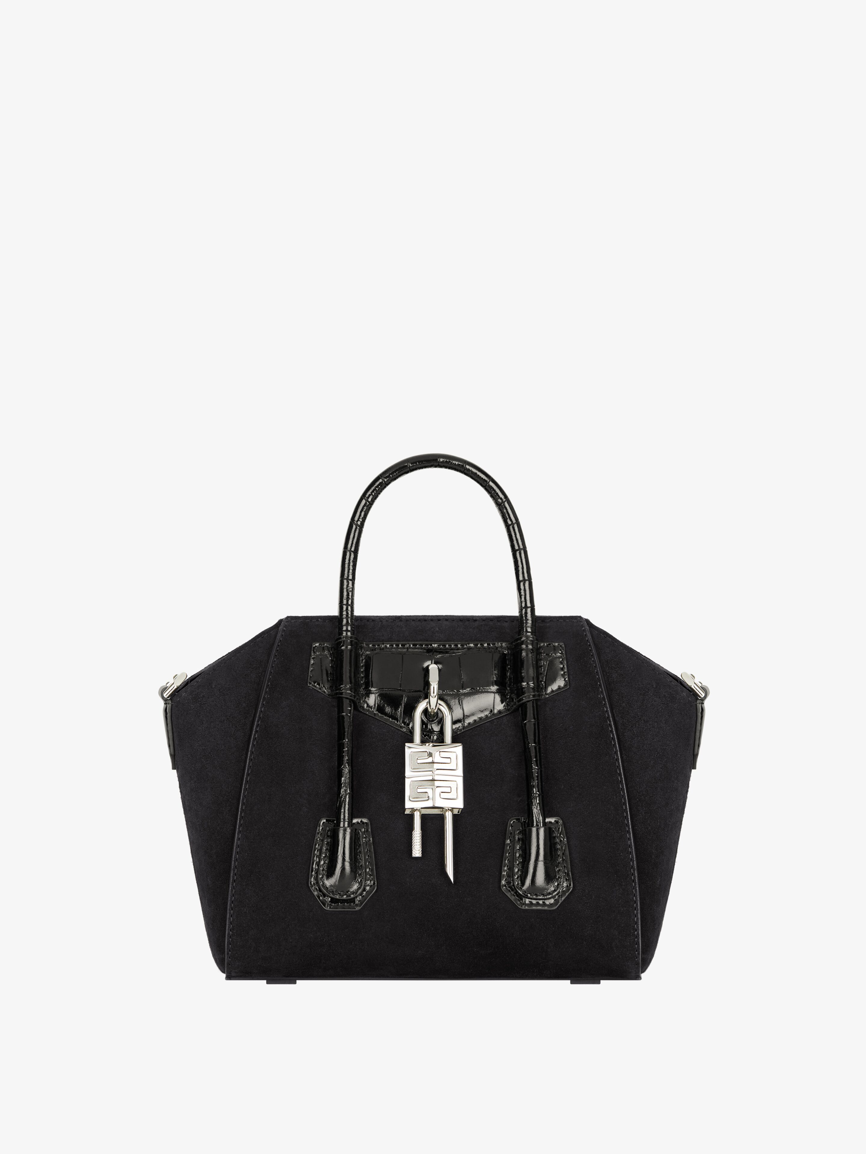 Givenchy Women's Mini Antigona Lock Top Handle Bag In Suede In Multicolor