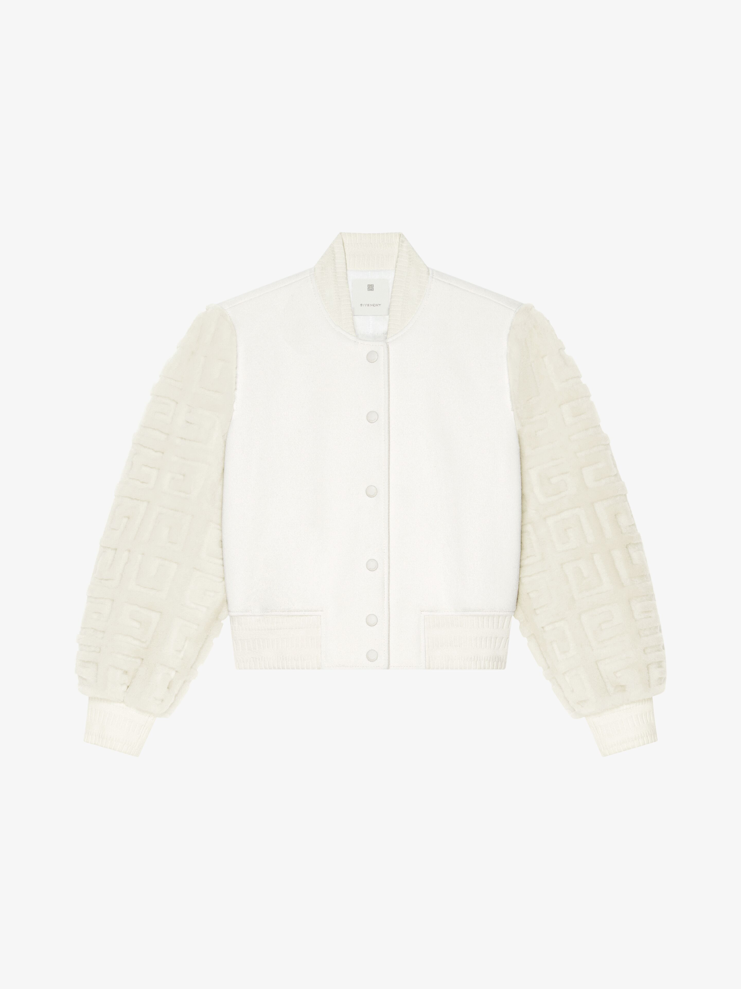 Shop Givenchy Cropped Varsity Jacket In Wool And 4g Fur In White