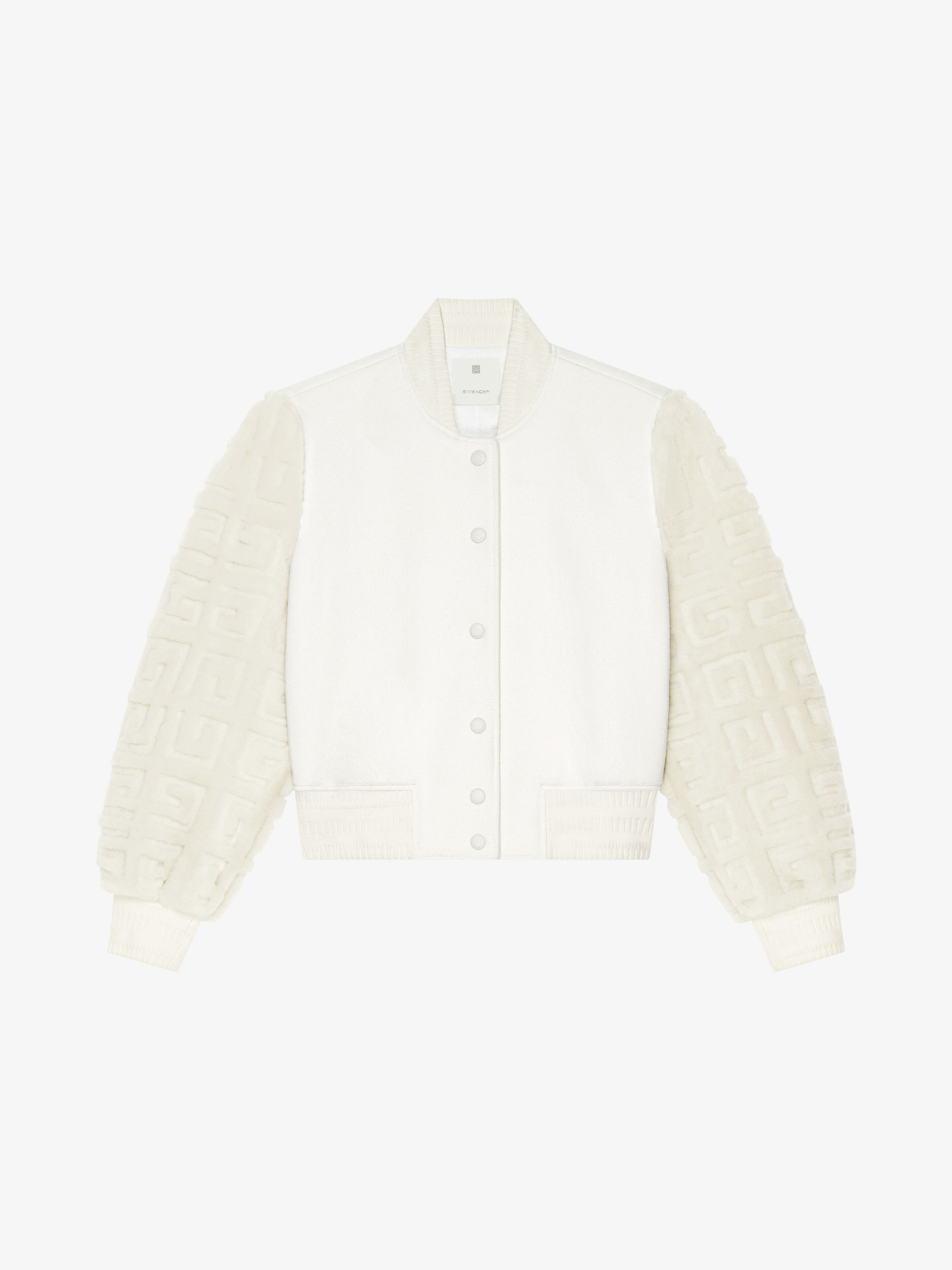 Givenchy - Blouson Varsity Cropped En Laine Et Fourrure 4G - Blanc - pour Femme - Taille : 36