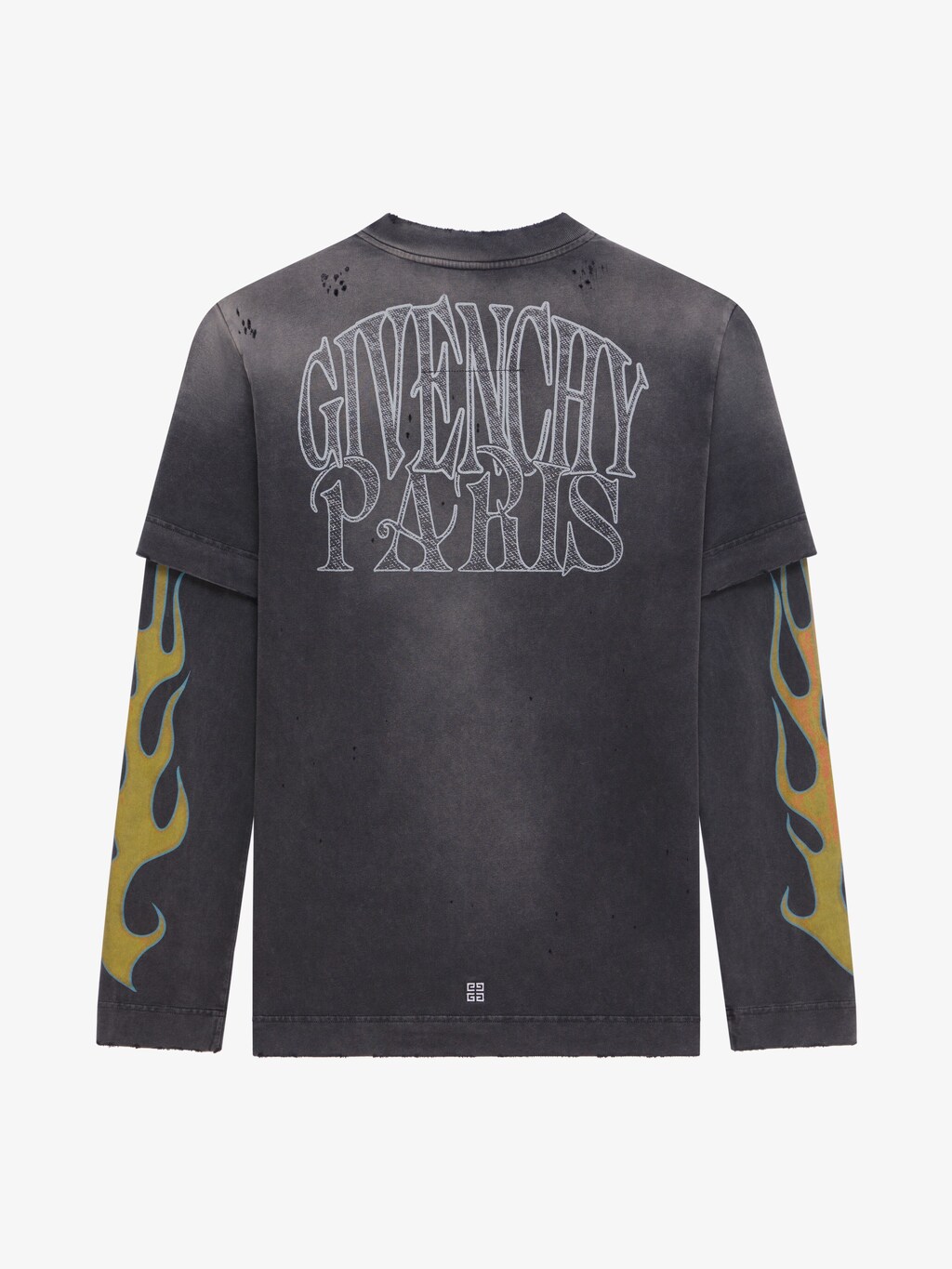 Overlapped tshirt in cotton with GIVENCHY Flames print black