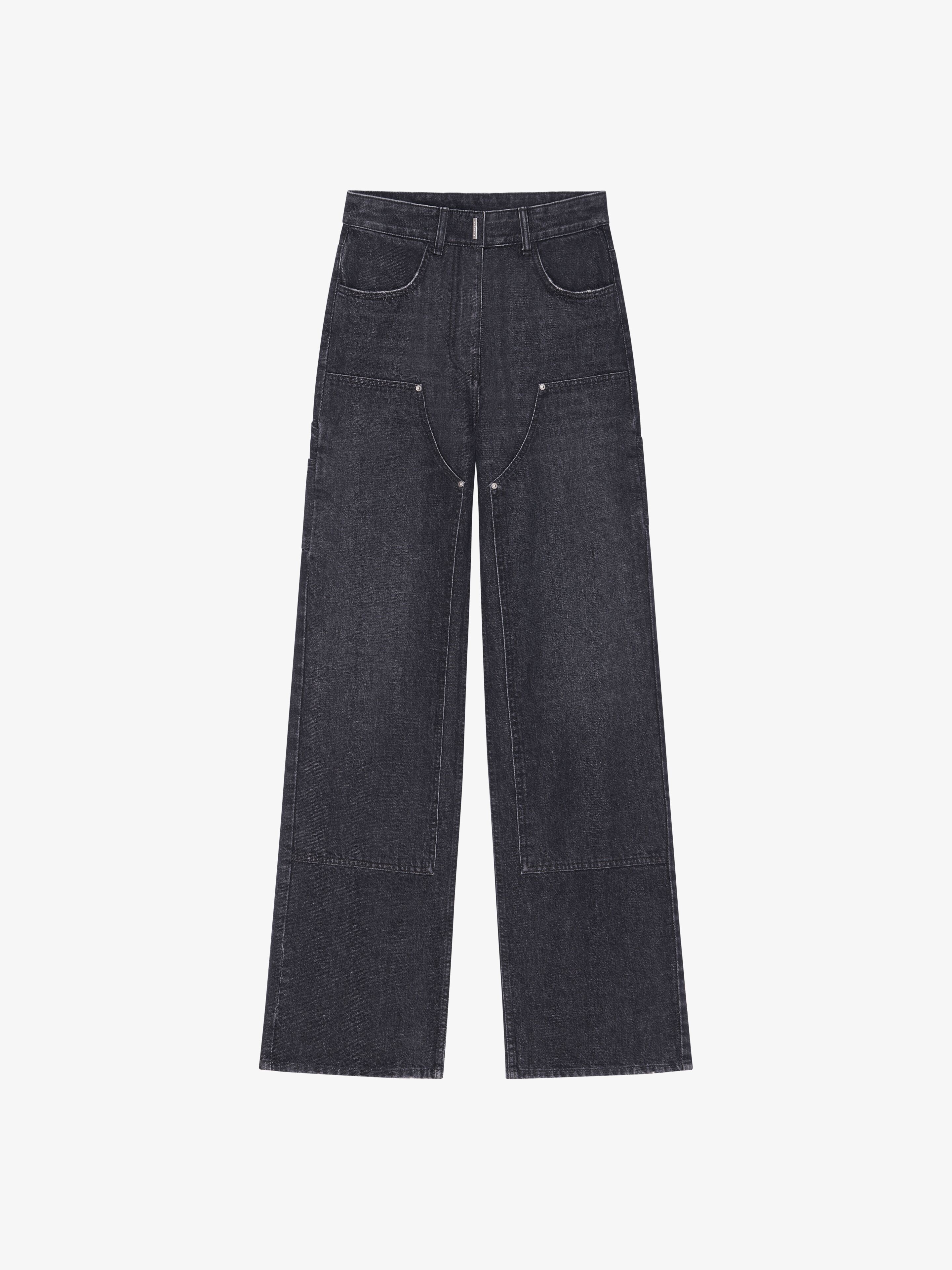 Shop Givenchy Oversized Jeans In Denim With Patches In Faded Black