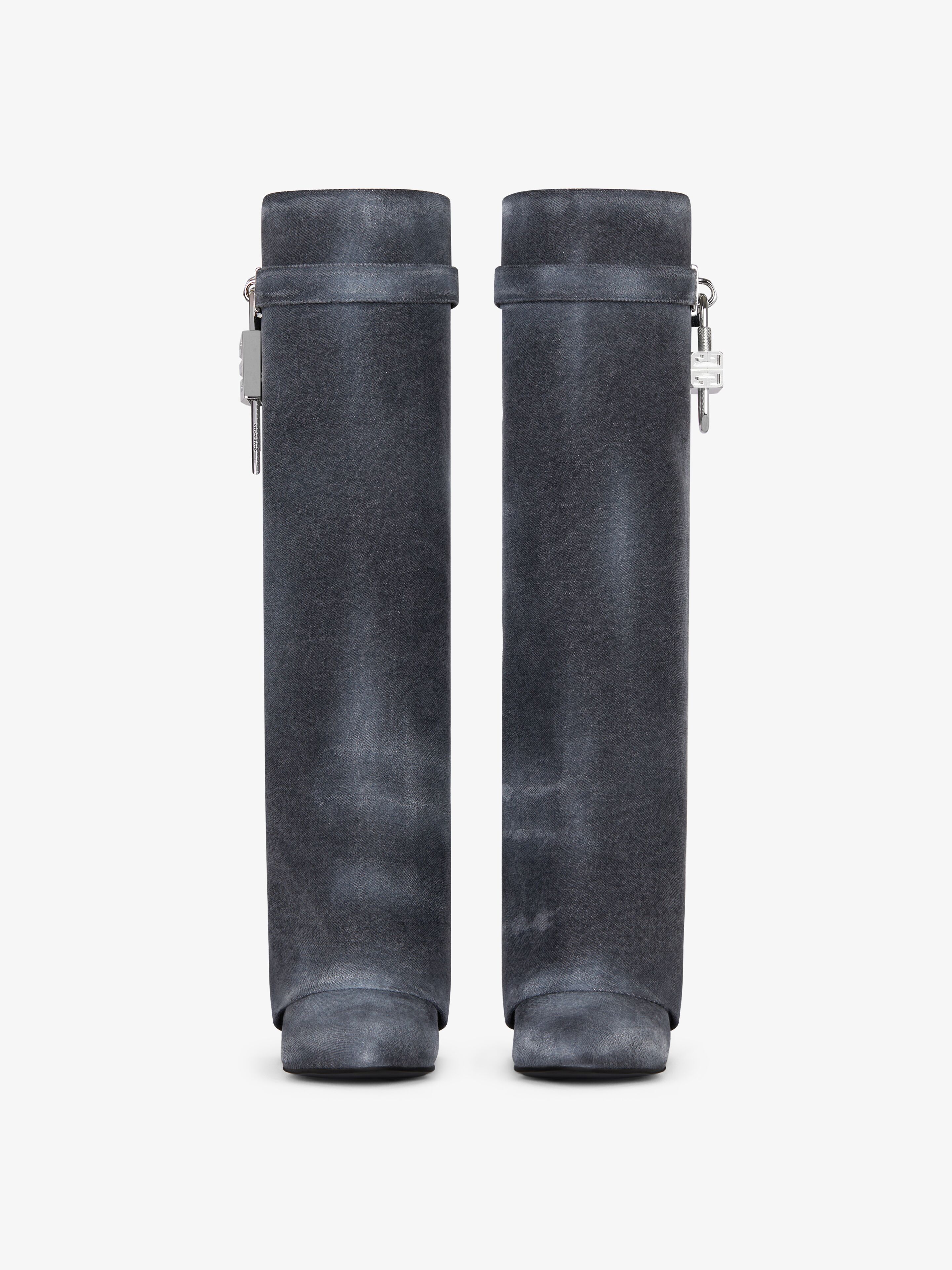 Shark Lock boots in washed denim in - black | Givenchy US