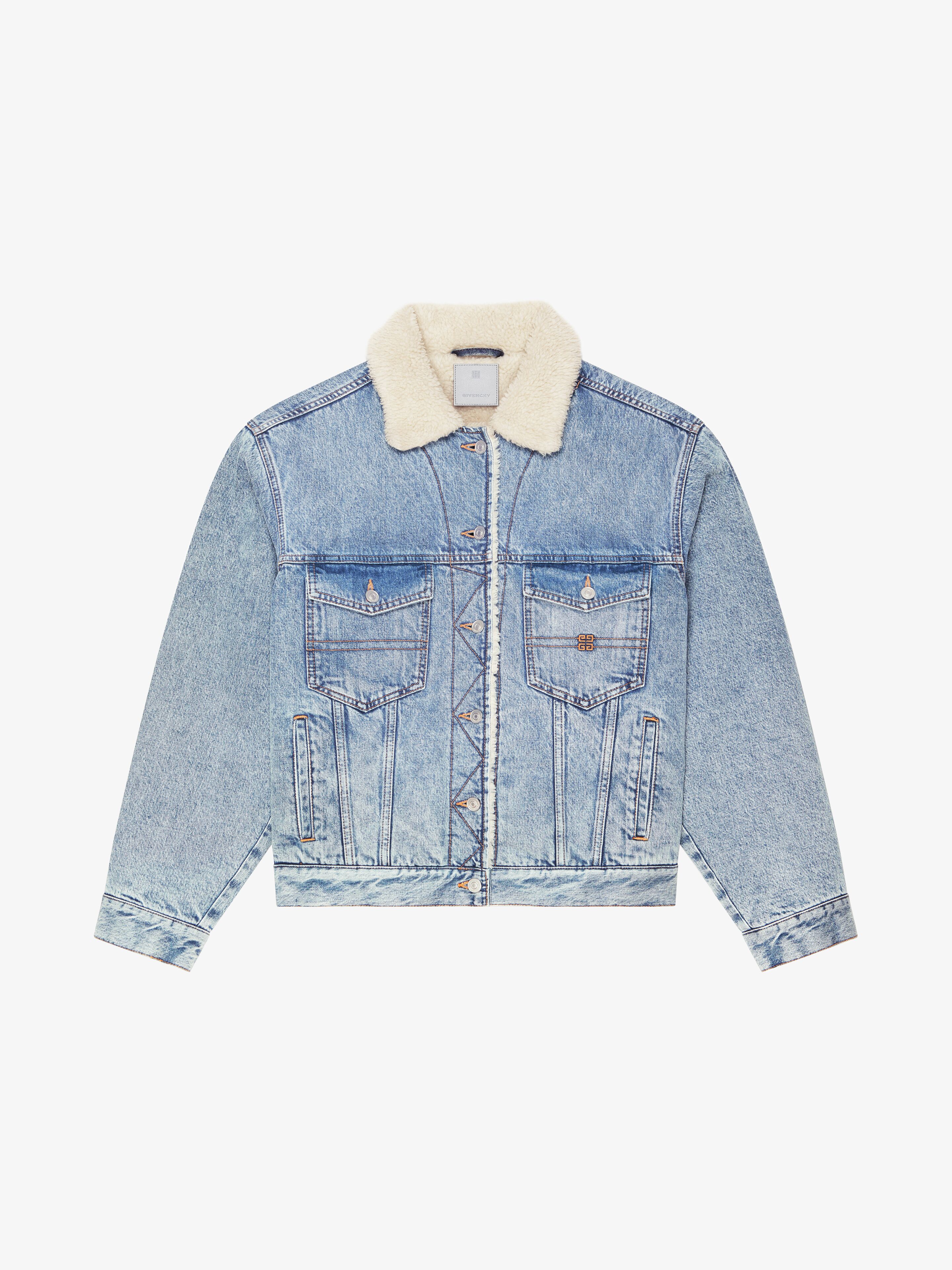 Shop Givenchy Jacket In Denim And Fleece In Light Blue